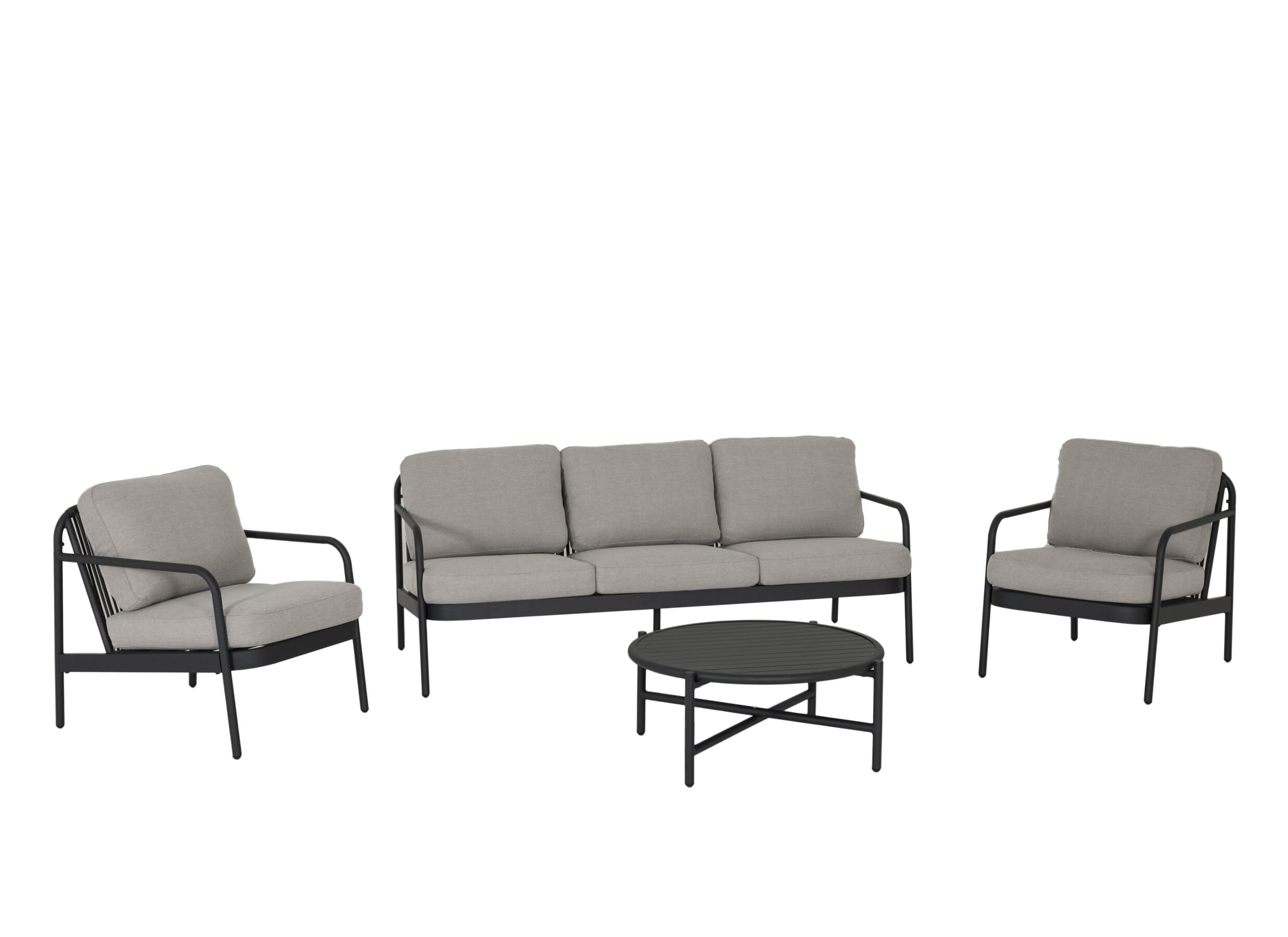 Plus Important - Salon lounge Airy aluminium osier - greige/noir