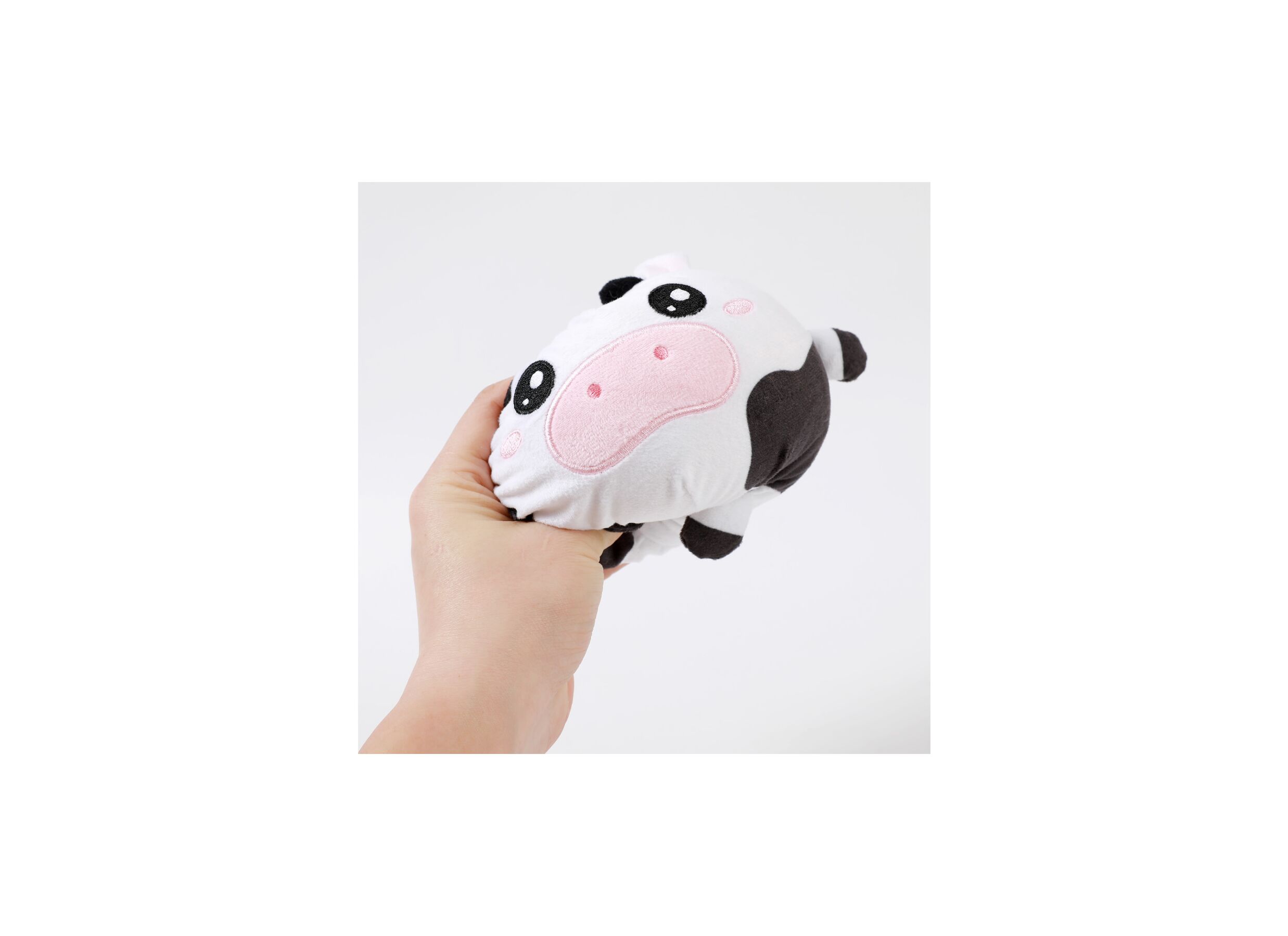 Aperçu - Coussin Squishy Cow Ø13cm - tissu - noir/blanc