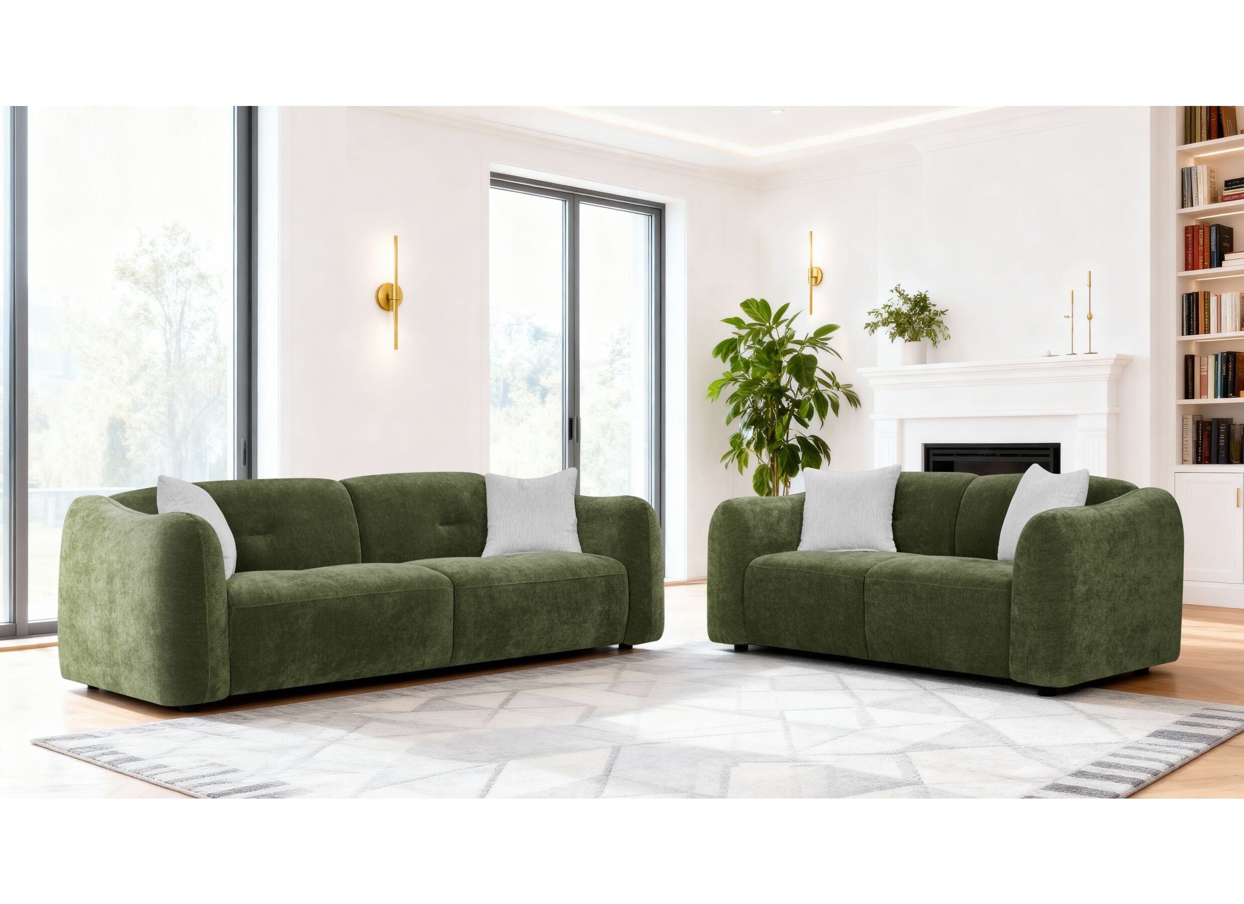 Foto ambiance - Canapé Olivera 2 places - fibre polyester - vert