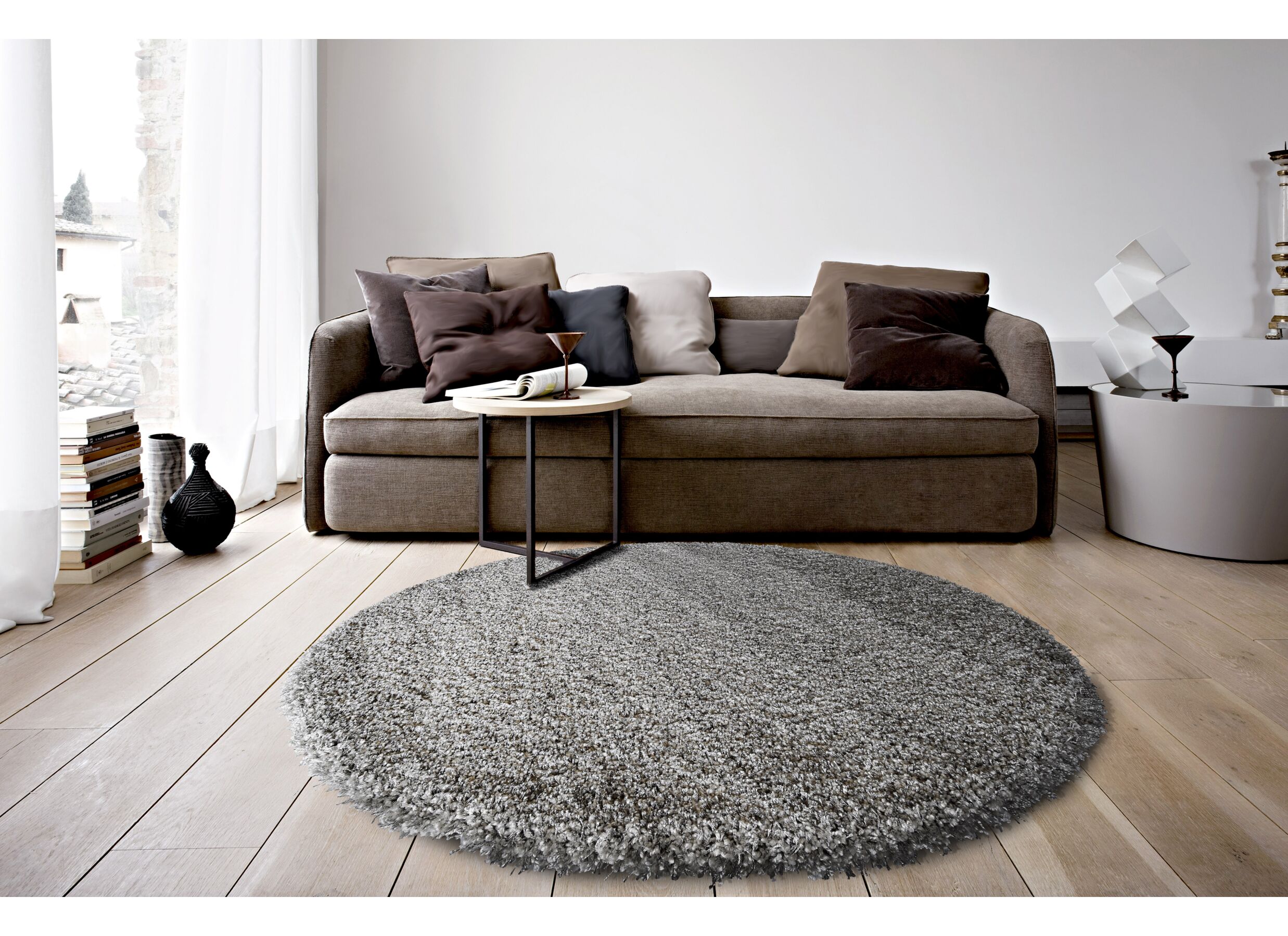 Foto ambiance - Tapis rond Twilight Ø200cm - polypropylène - argent