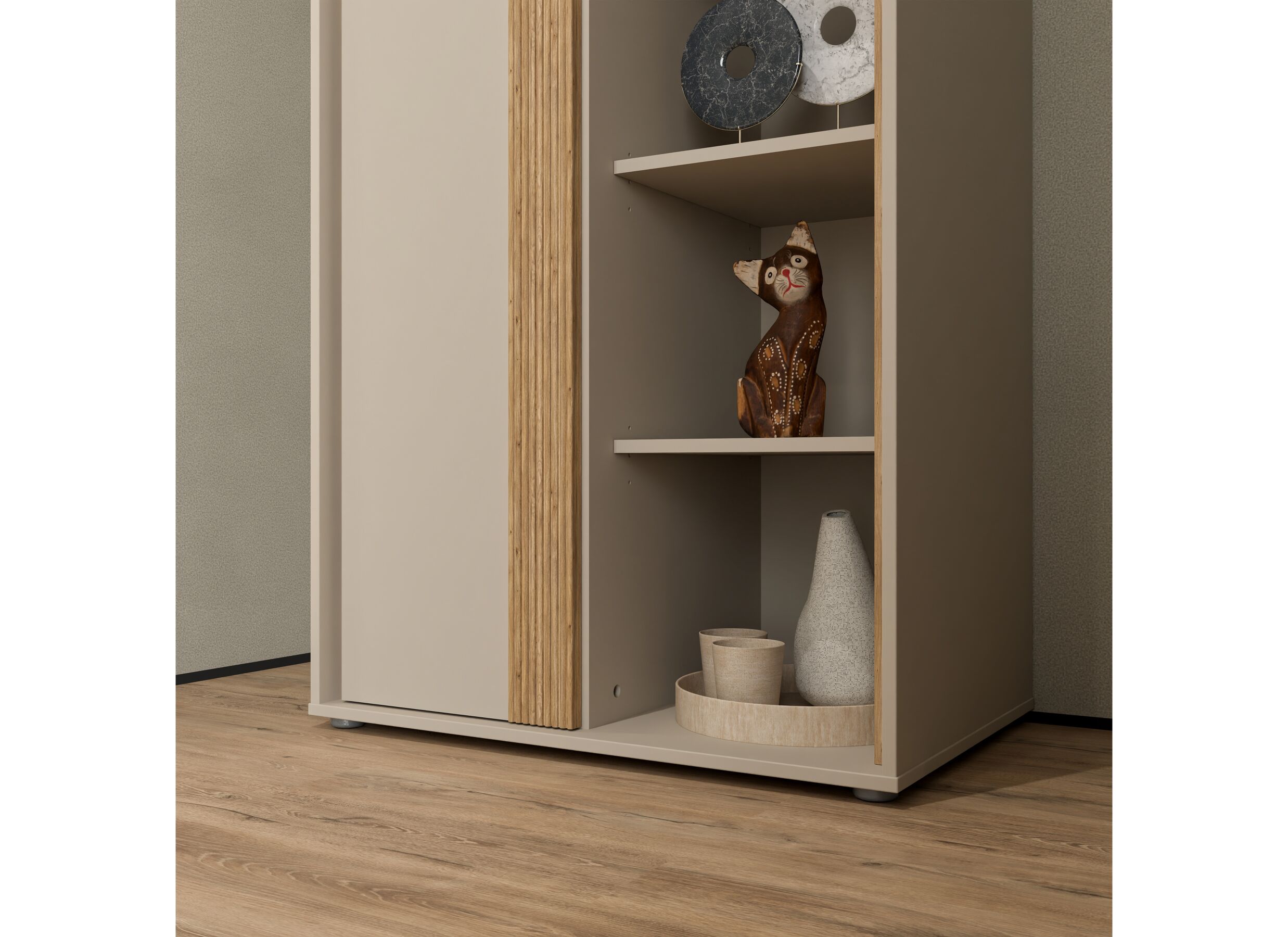 Detail - Armoire de rangement Wexlin 76x50x165cm - décor - sand & mauvella oak