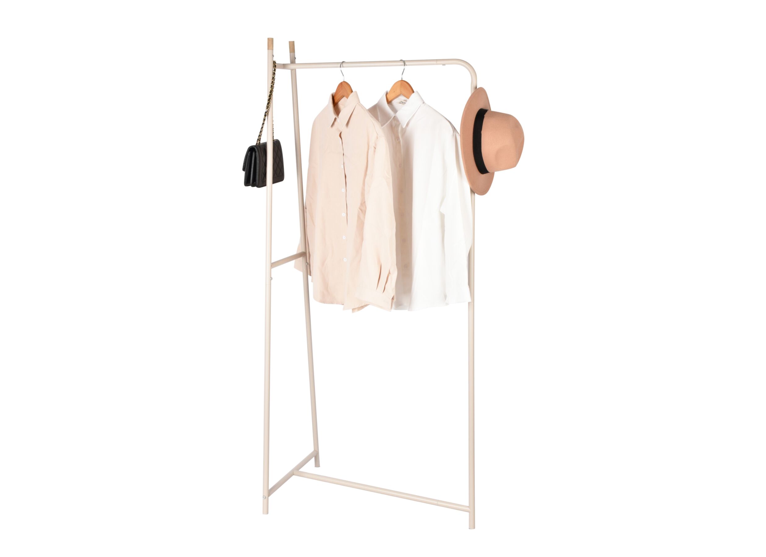 Sfeerfoto - Kledingrek Outfit 72x40x160cm - metaal & hout - beige