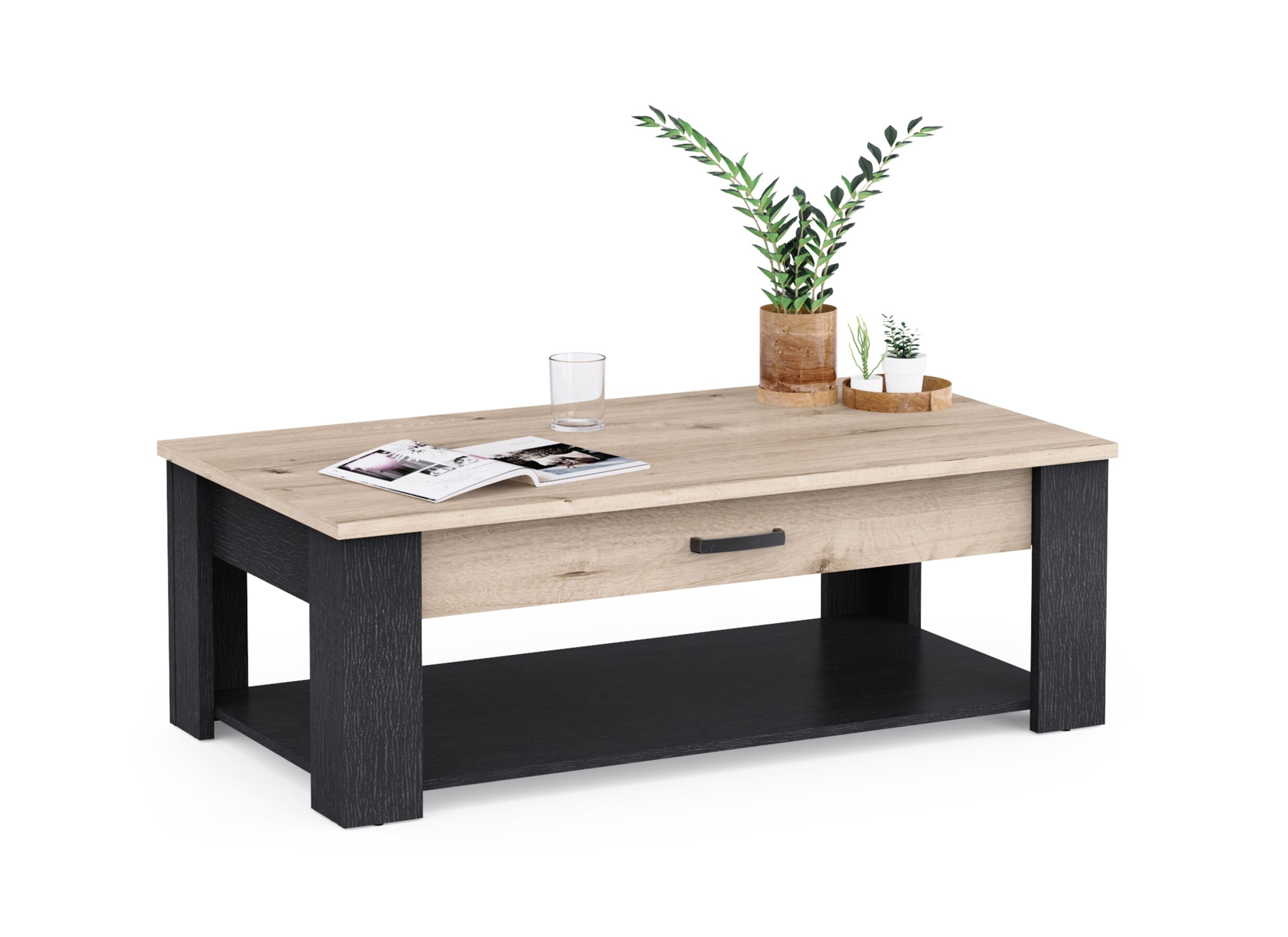 Overzichtsfoto - Salontafel Aubrac 120x64cm - decor - royal oak & ebben