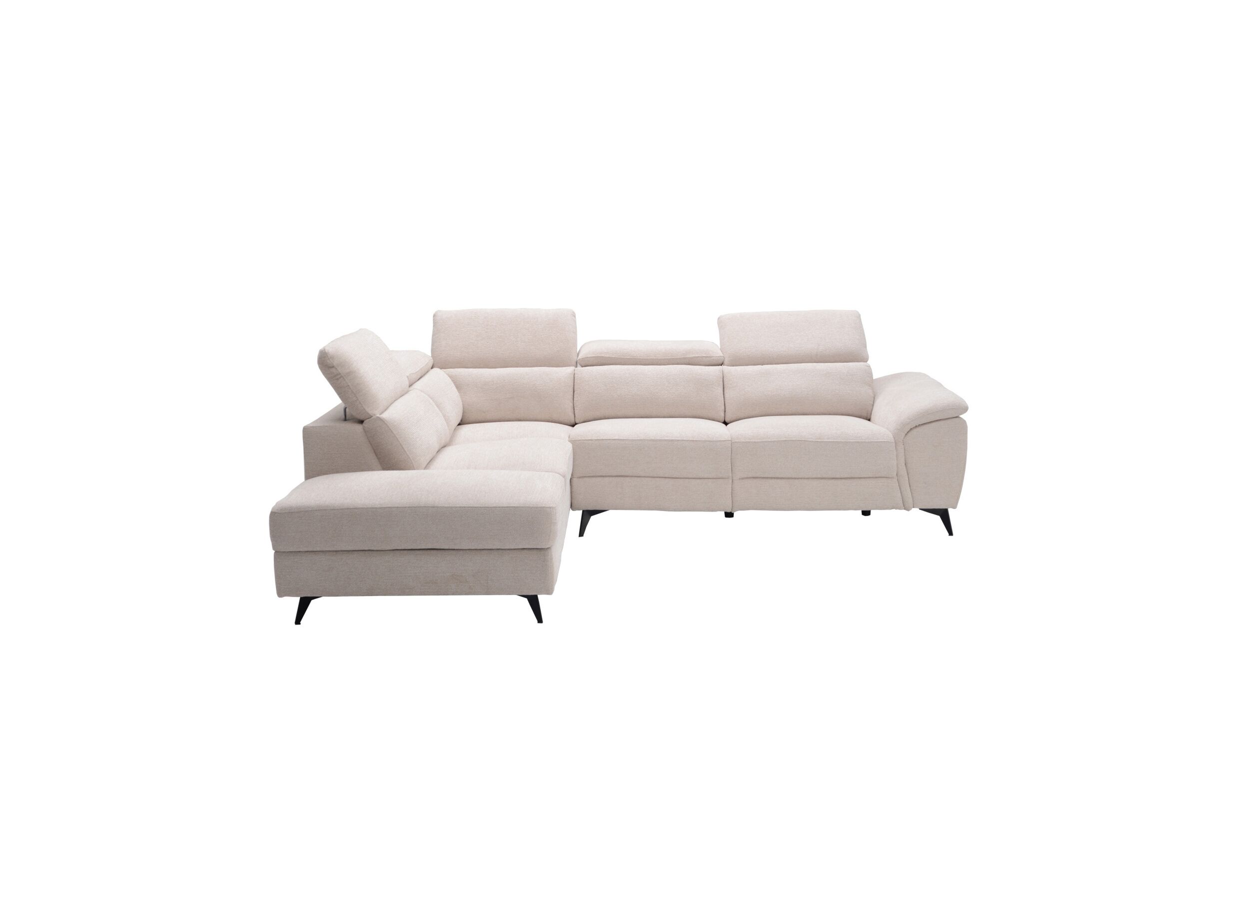 Aperçu - Canapé d'angle Perfume 284x224cm - tissu - beige avec relax