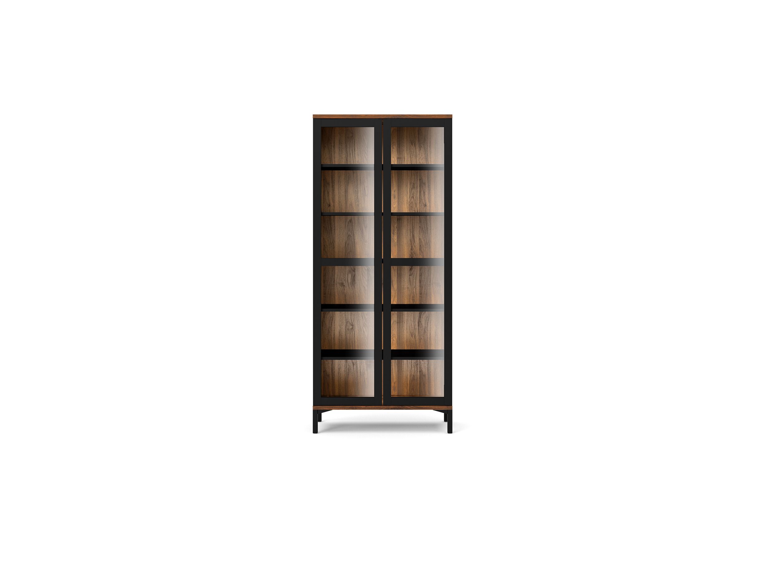 Vitrinekast Roomers 89cm - decor - zwart/walnoot