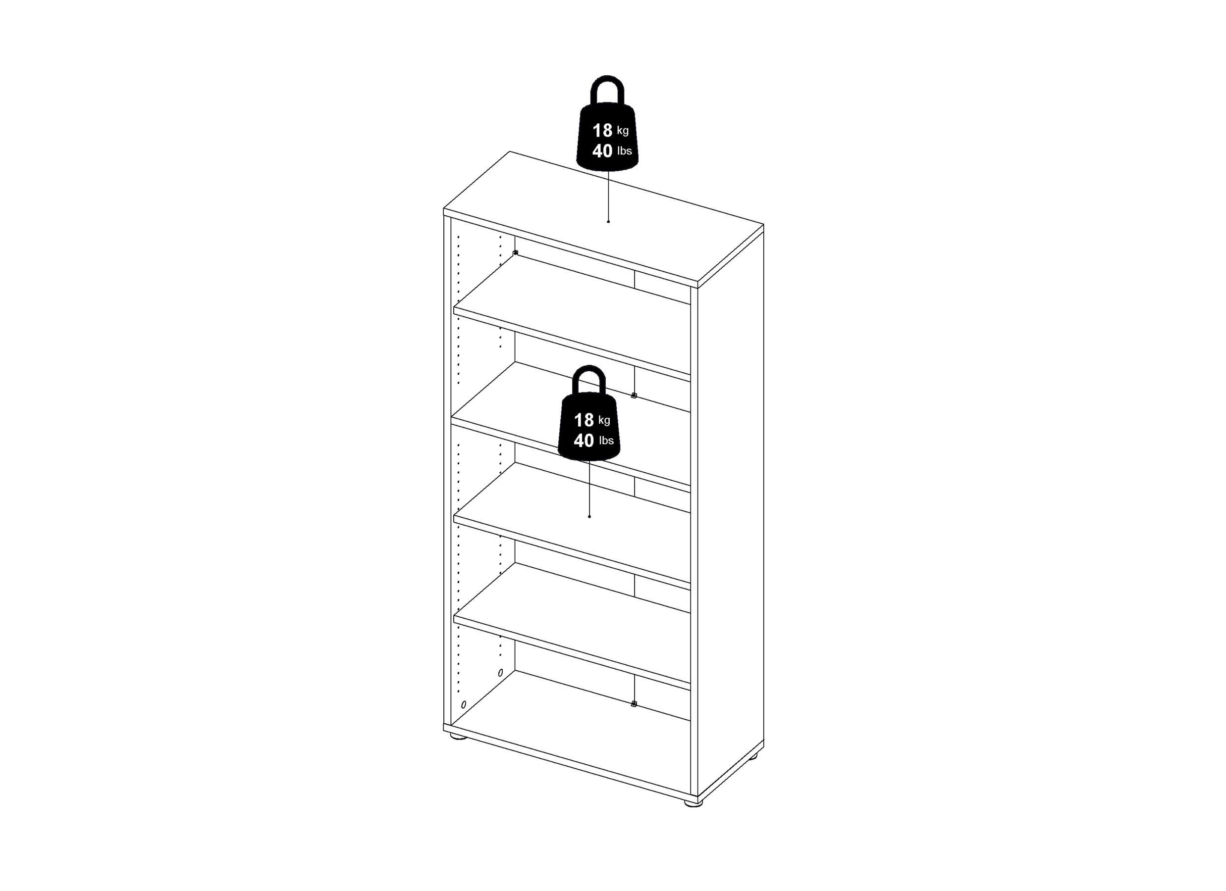 Afmetingen - Boekenrek Prima 89x40x186cm - decor - eik