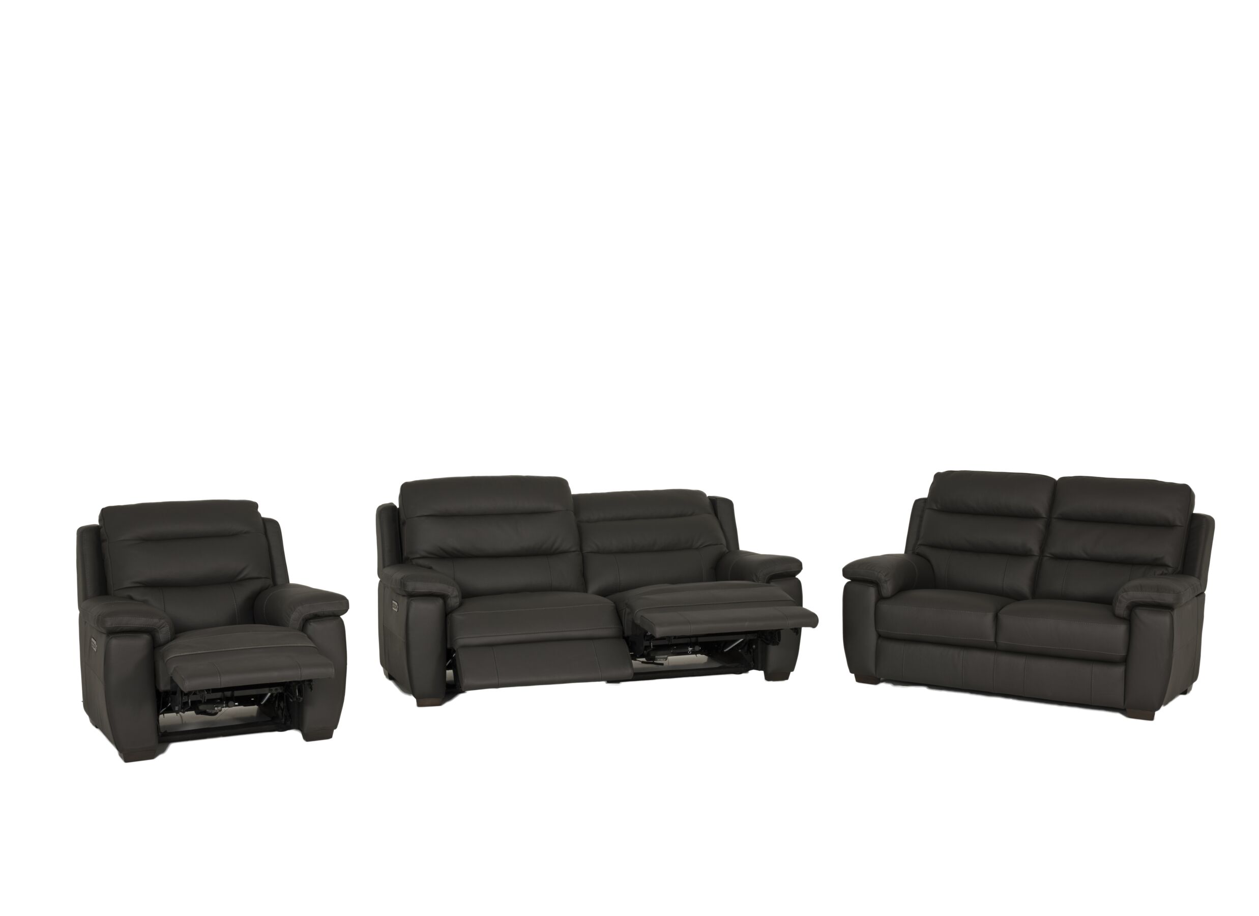 5+2+1 places cuir anthracite avec relax - Canapé Folk 2,5+2+1 places - cuir - anthracite avec relax