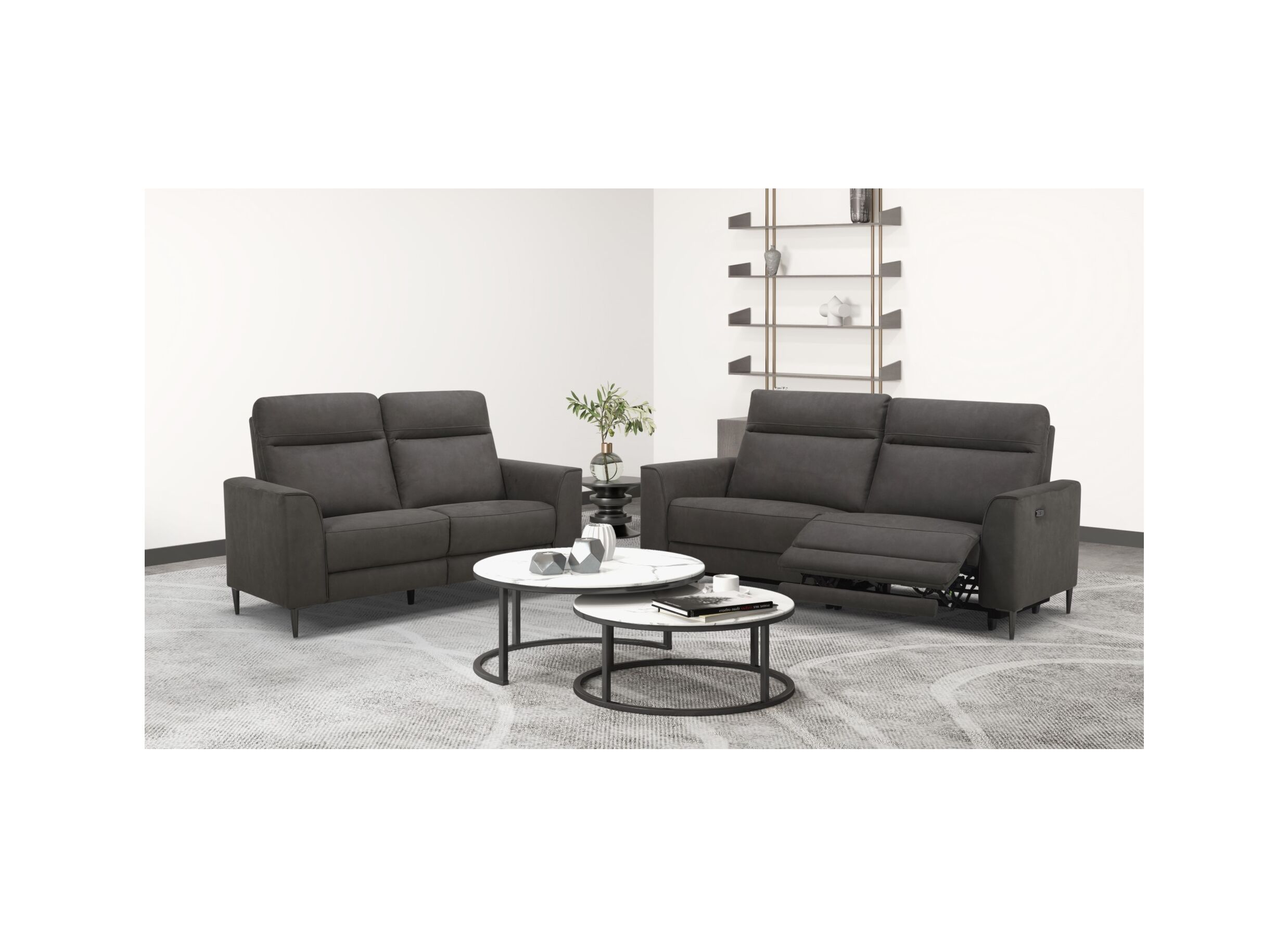 Sfeerfoto - Zetel Feet 3+2-zit - microvezel - bruingrijs met relax