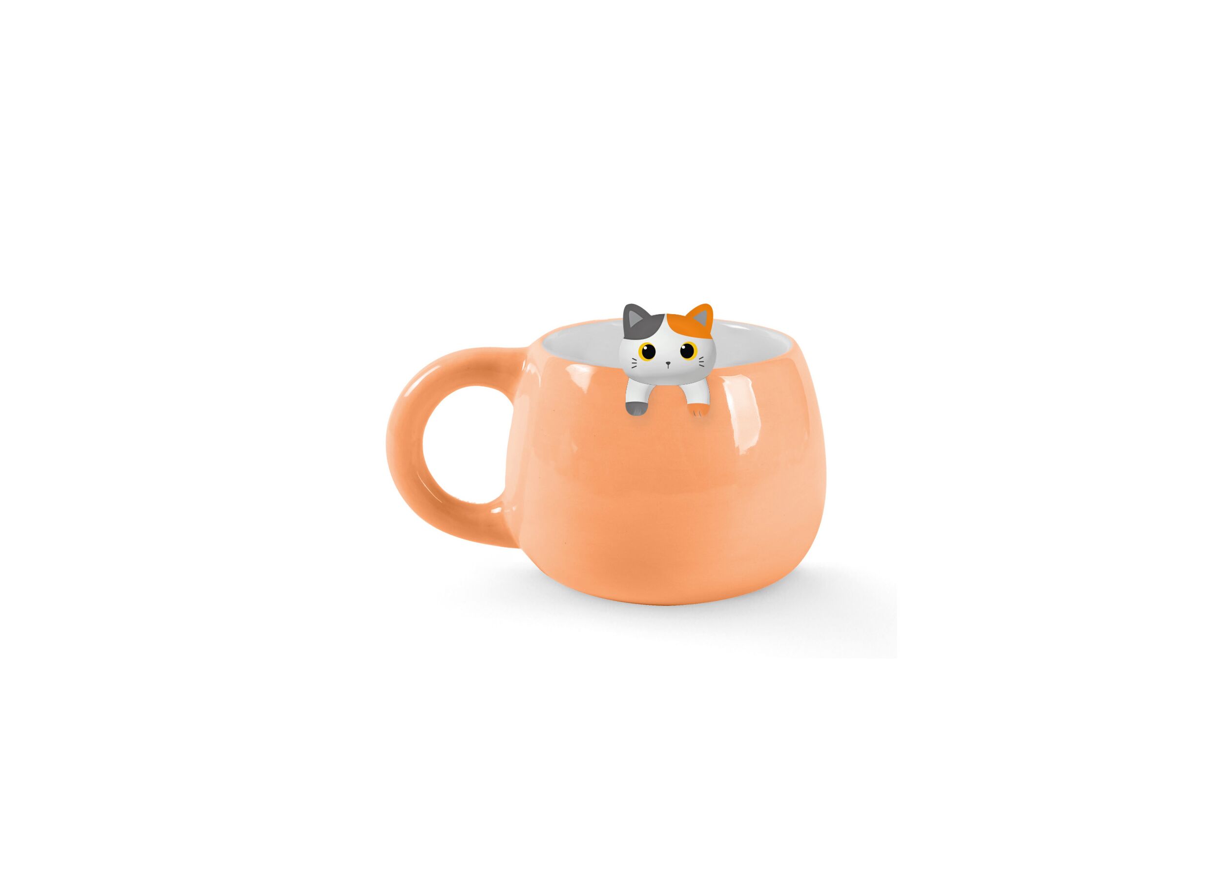 Mok Charm Kat 45cl H8,4cm - keramiek - oranje