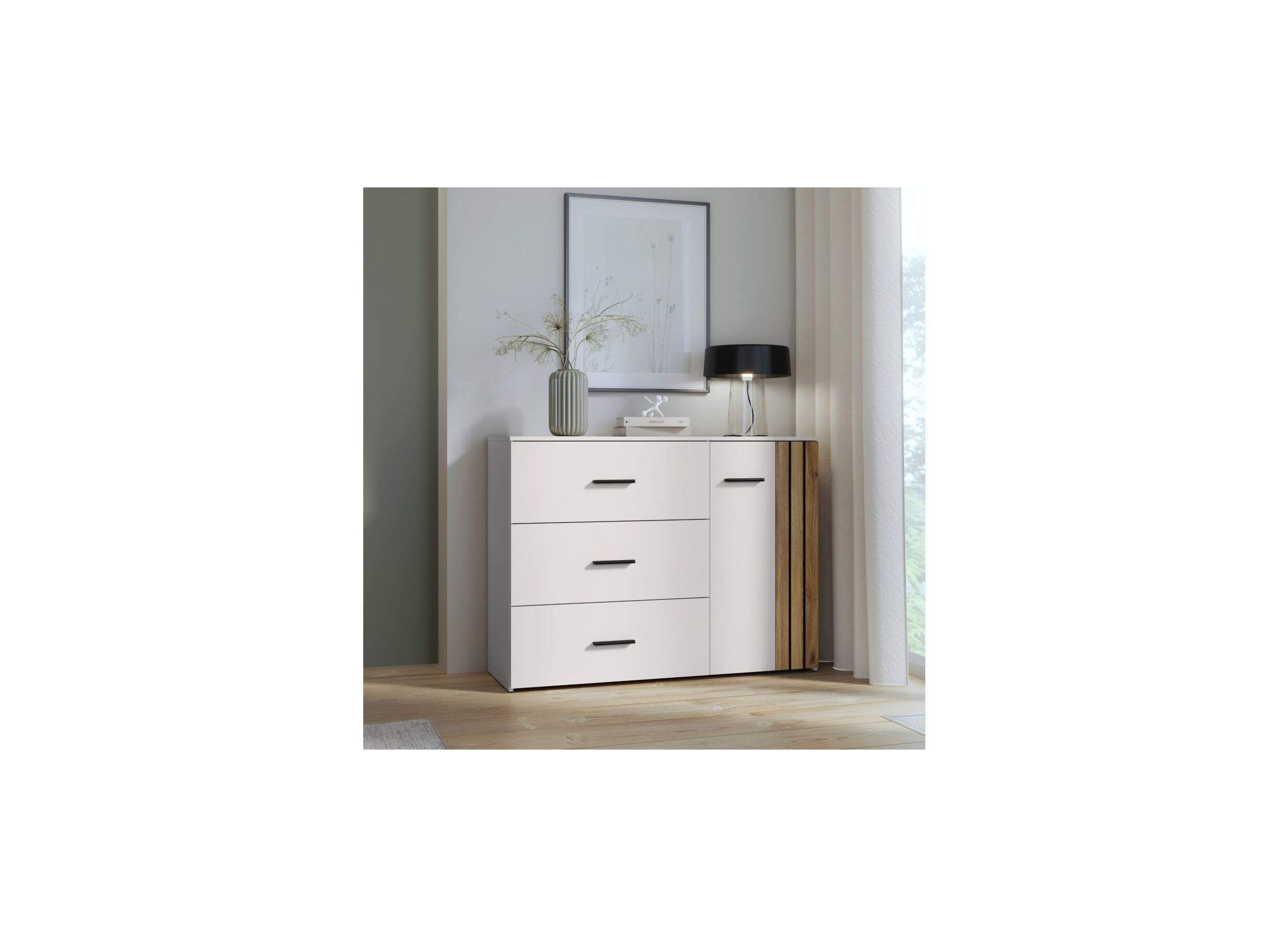 Commode Waikato 120x41x91cm - décor - chêne mauvella/sable