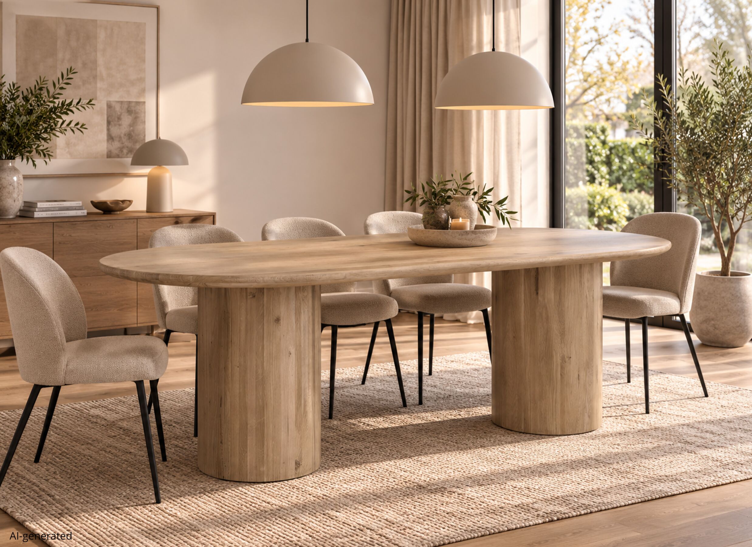 AI Generated - Table Pearl 240x110cm - chêne massif - naturel