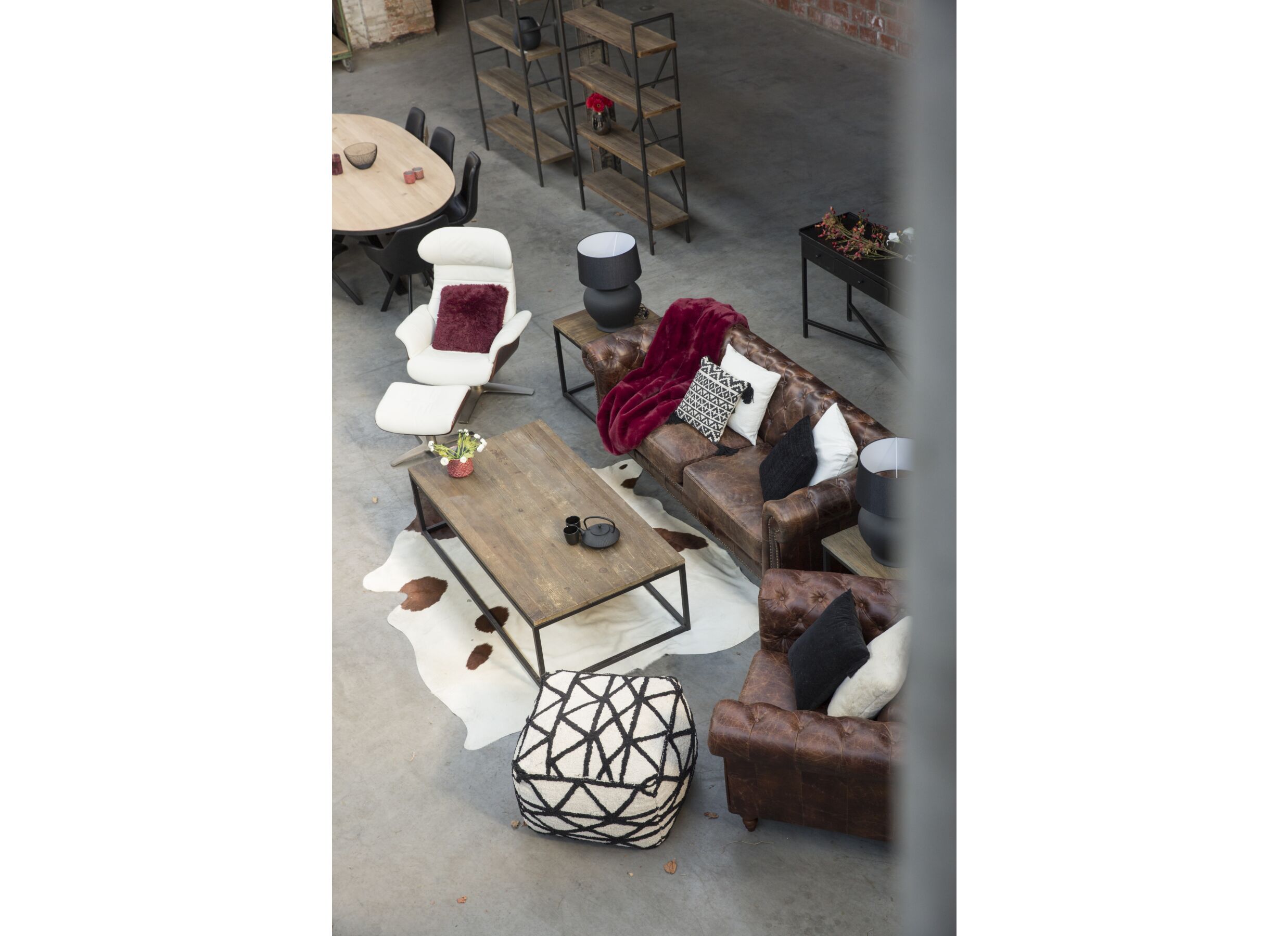 Foto ambiance - Chesterfield Stanley 1 place cuir marron