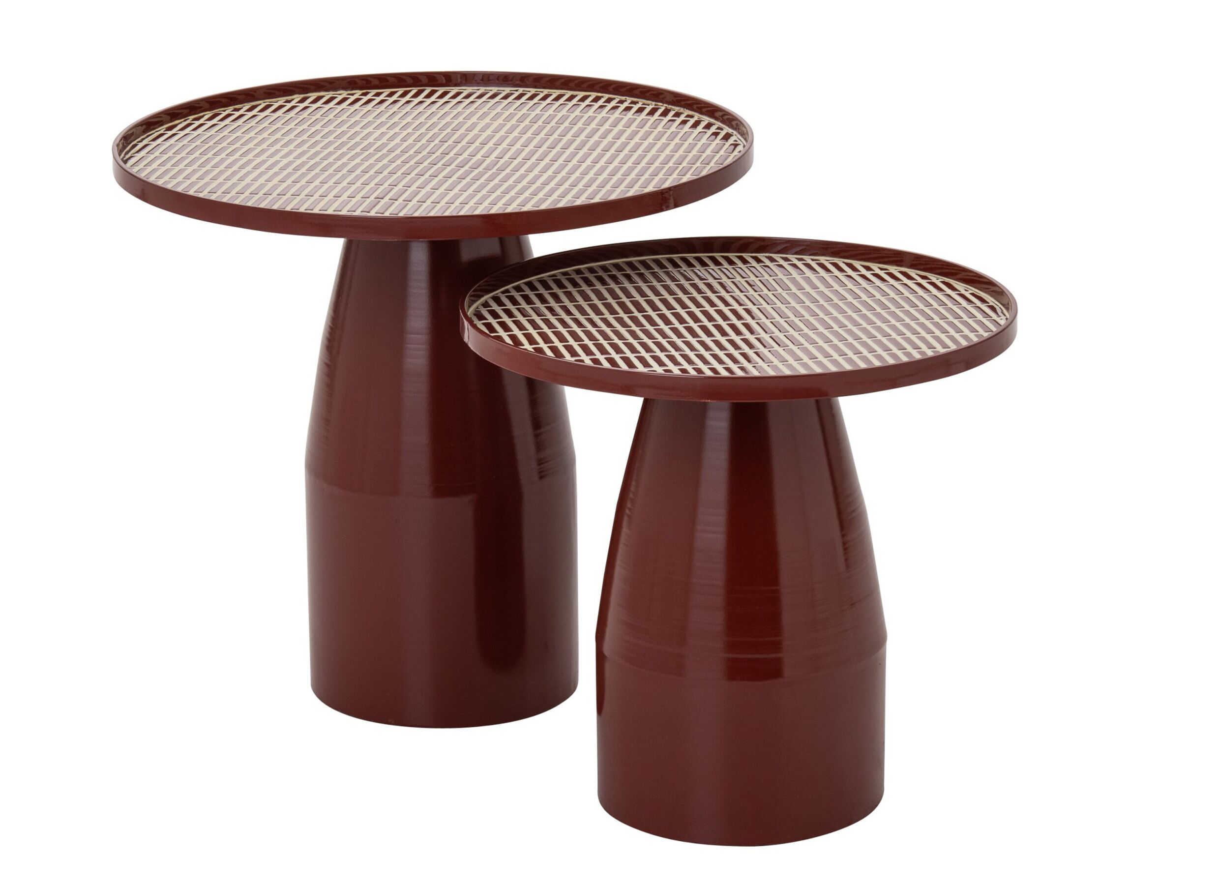 Salontafel Mozaïek 55x42 - Table basse Mosaïque 55x42,5/45x50cm - métal - rouge lot de 2