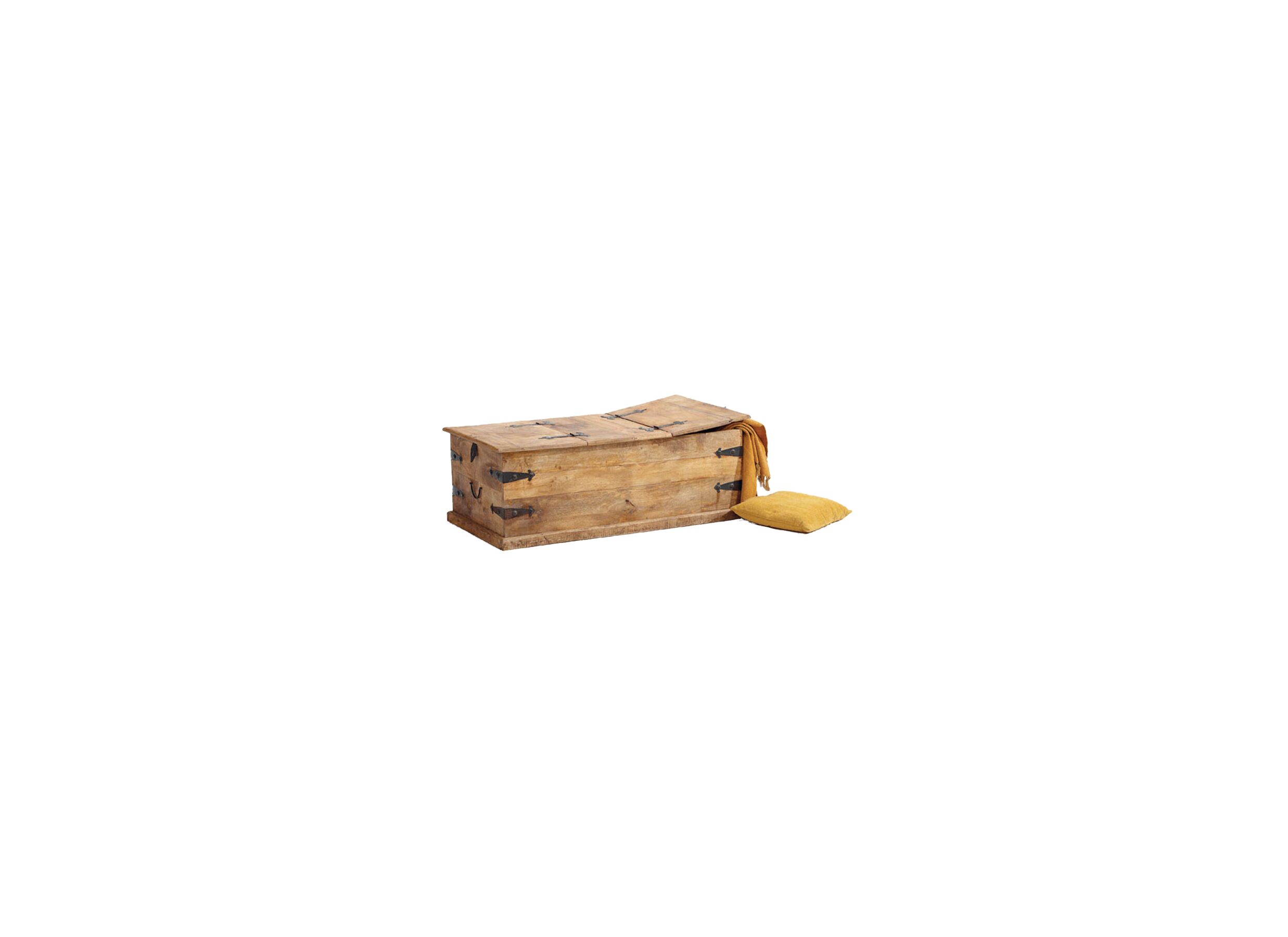 Table de Salon Cyclops bois massif avec rangement - Table basse Cyclops 118x53cm - bois massief - naturel