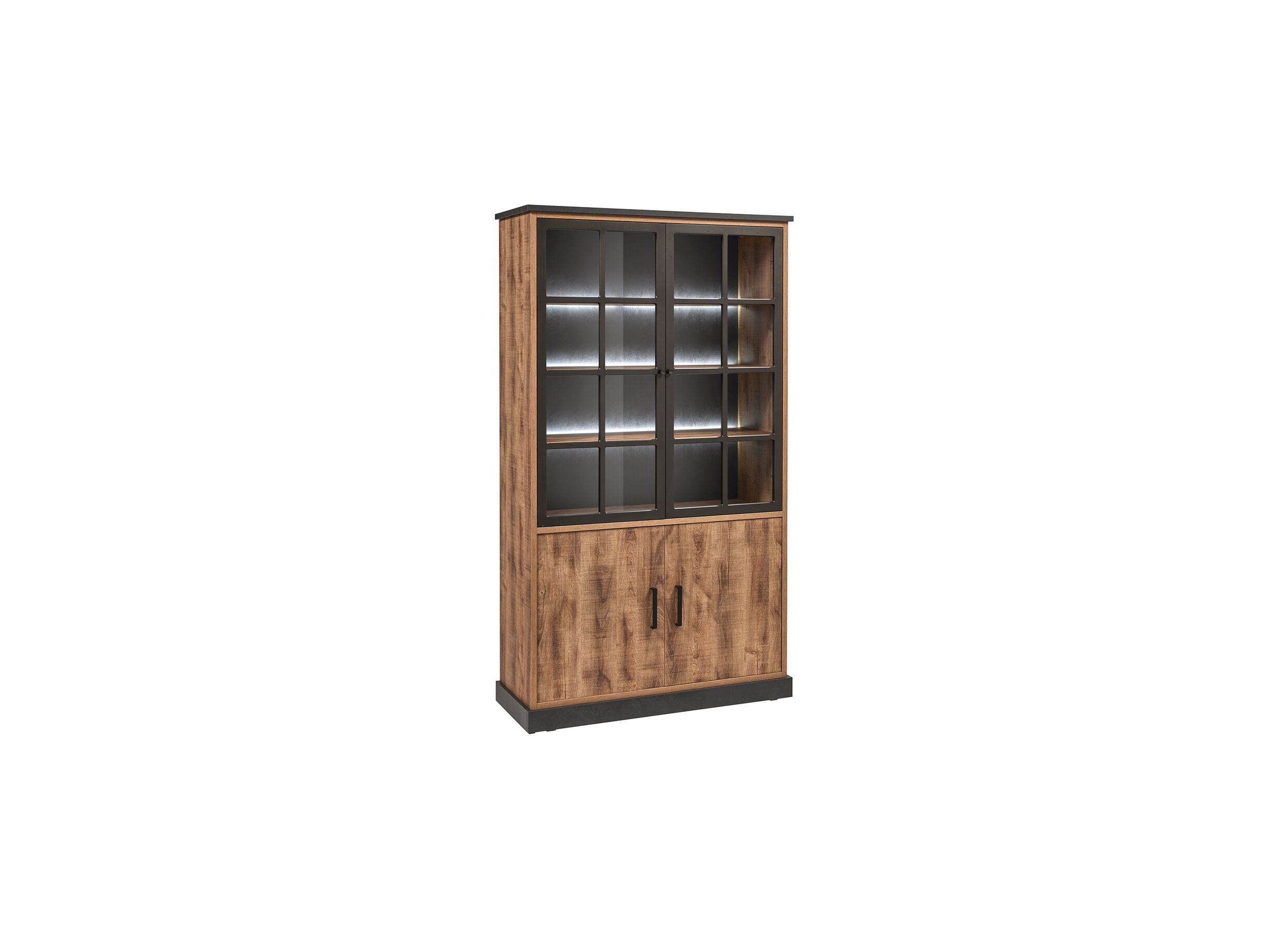 Vitrinekast 120cm - decor - bruin/zwart