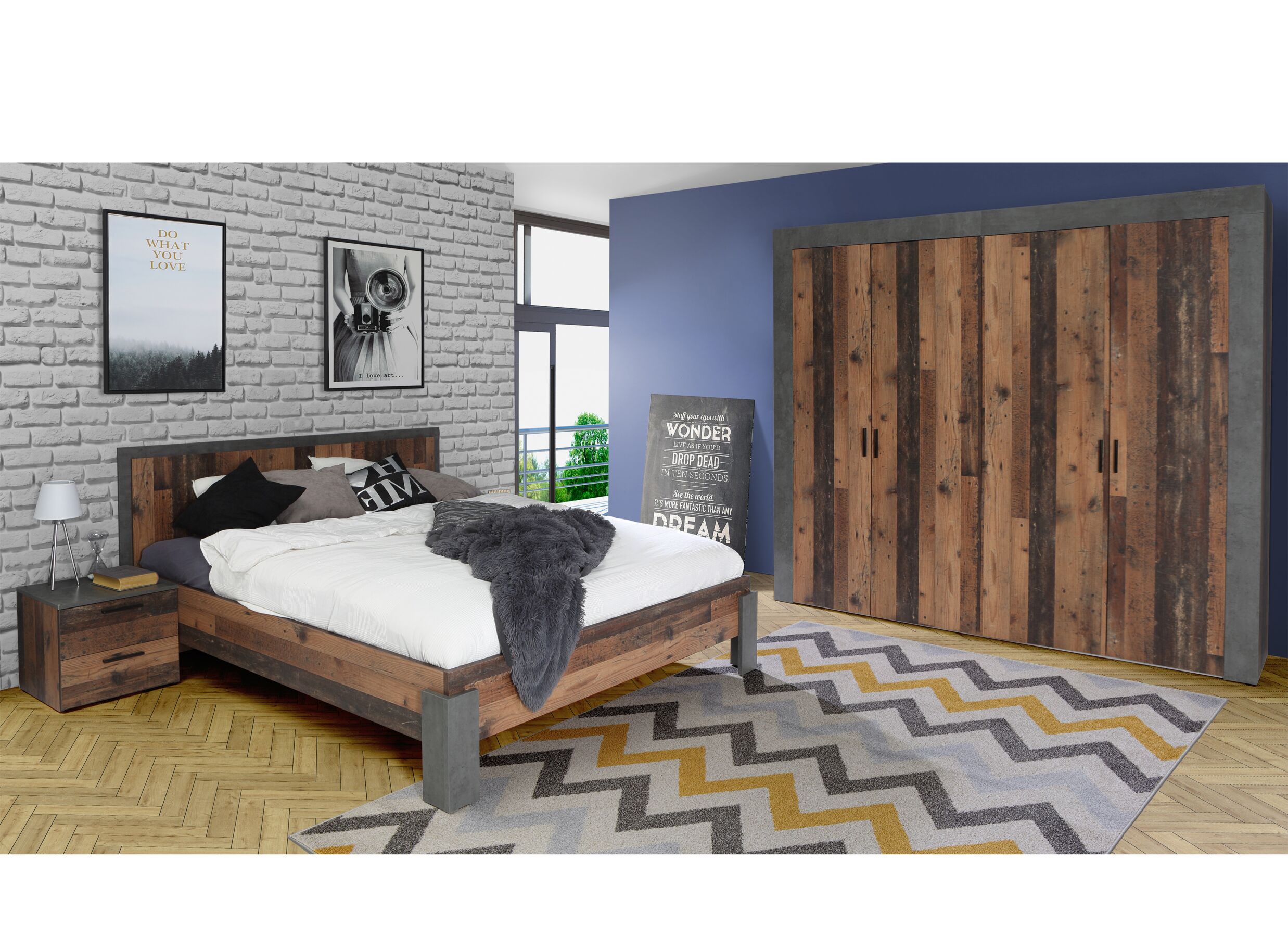 Chambre à coucher Attaylar avec lit 160x200cm - armoire 230cm