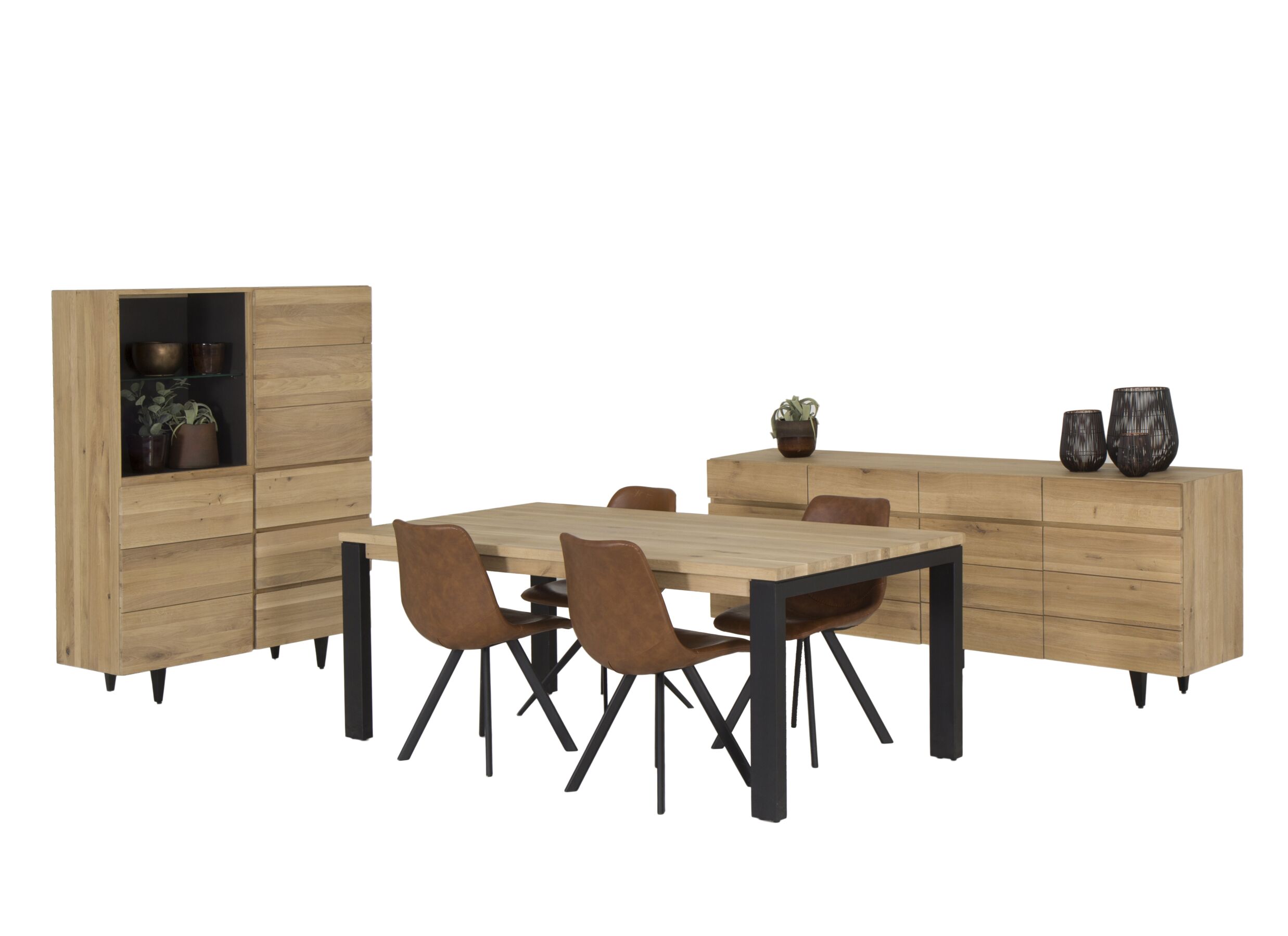 Meuble Bar Palacio 125cm - chêne massif/décor - naturel