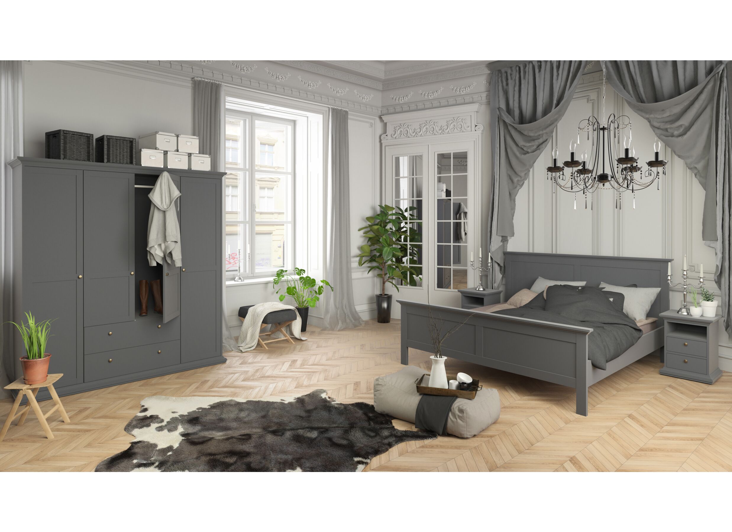 Garde-robe Paris 181cm - décor - gris mat