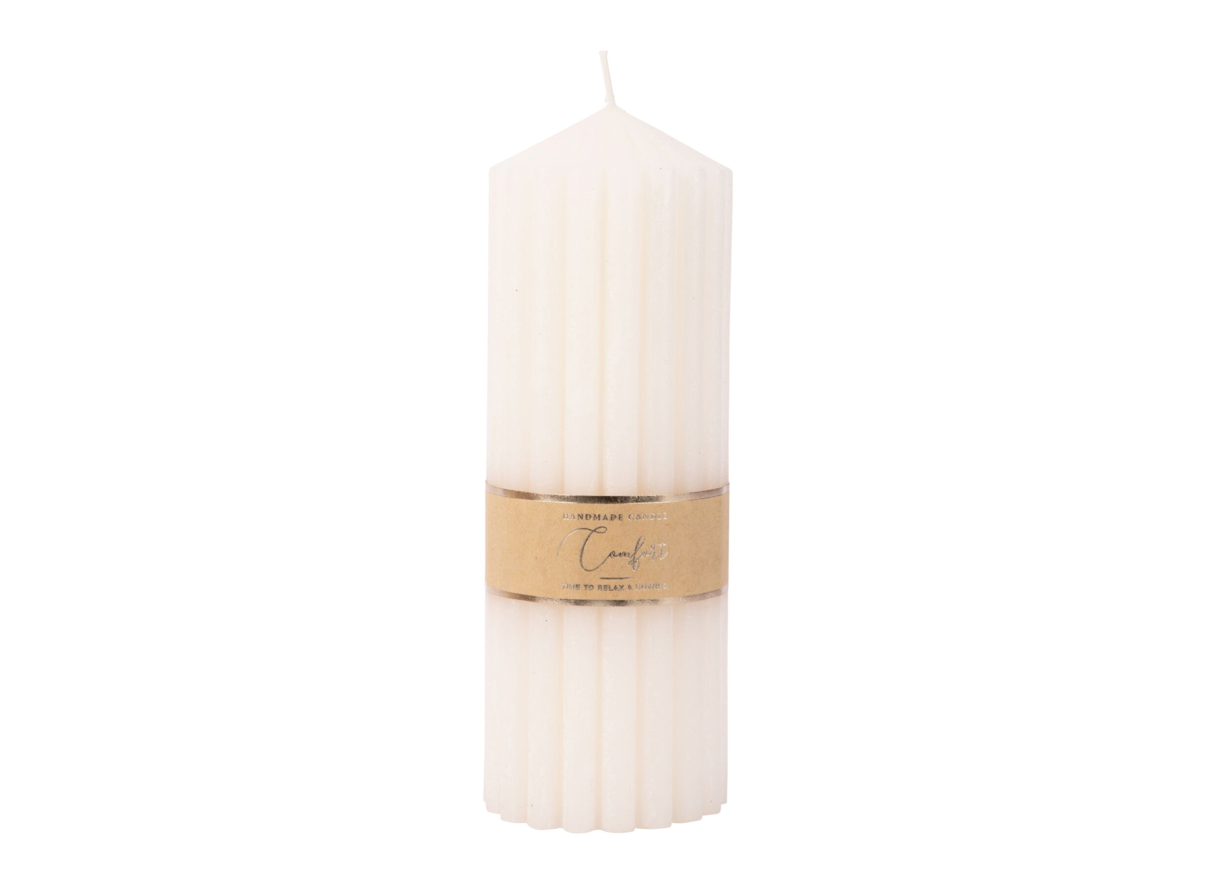 Kaars Ribble Ø7x20cm - paraffine - crème - Bougie Ribble Ø7x20cm - paraffine - crème