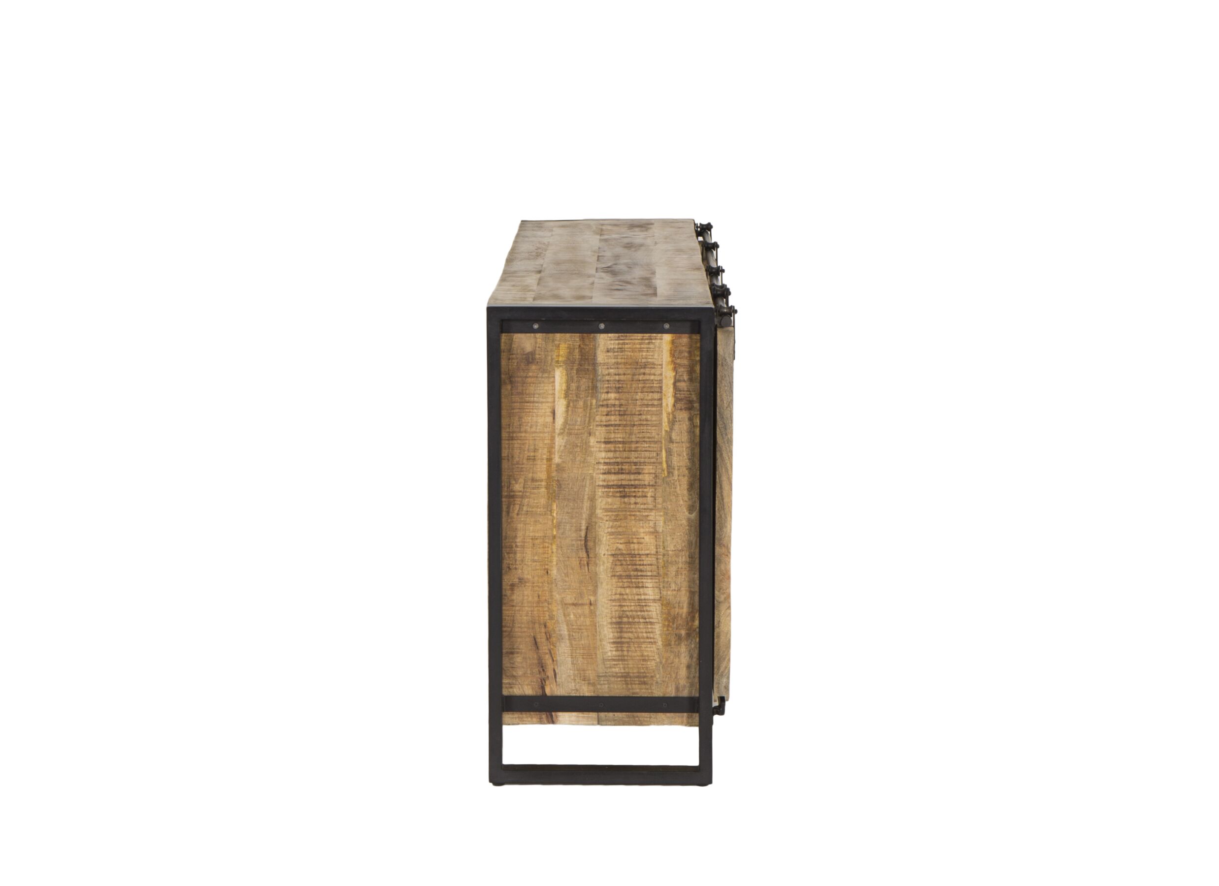 Buffet Woodstock 200x45cm - manguier massif & métal - naturel/noir