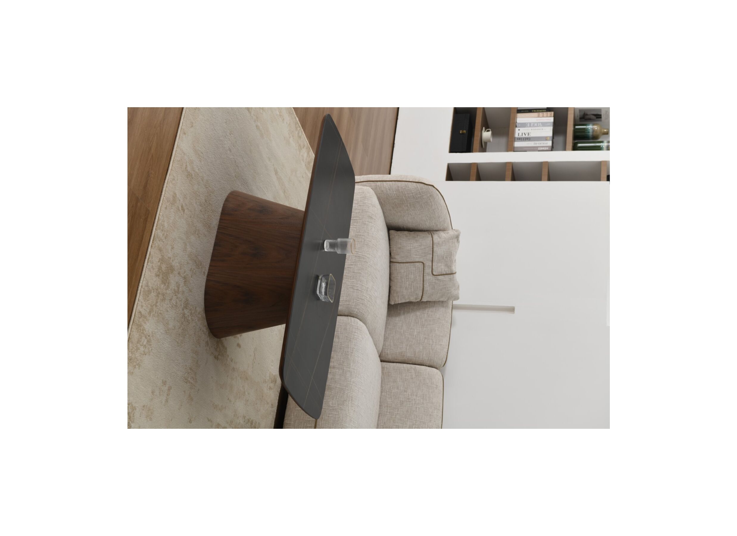 Foto ambiance - Table basse Indy 120x60cm - placage & céramique - marron noir