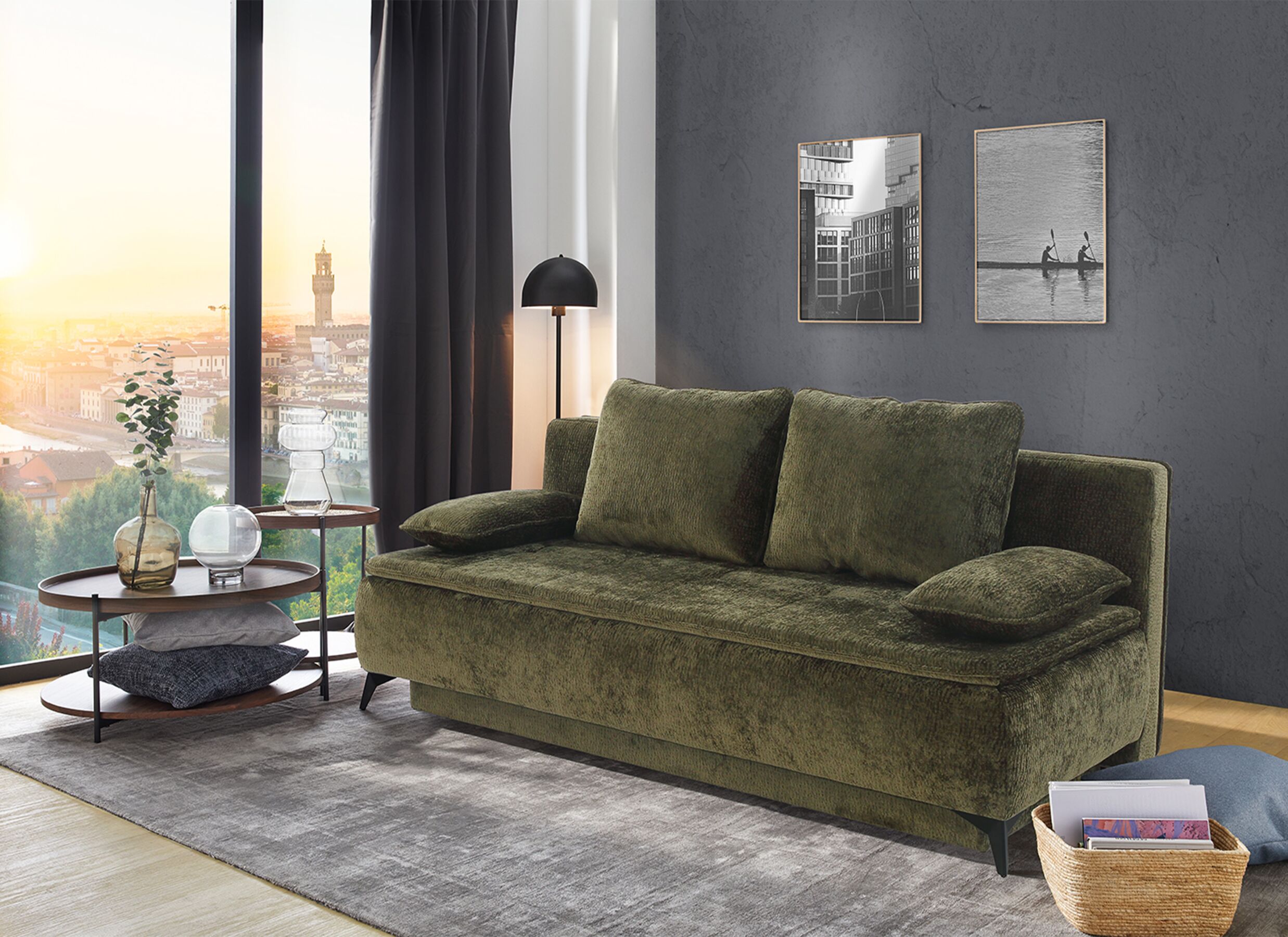 Sfeerfoto - Zetelbed Leandro 2-persoons - stof - groen