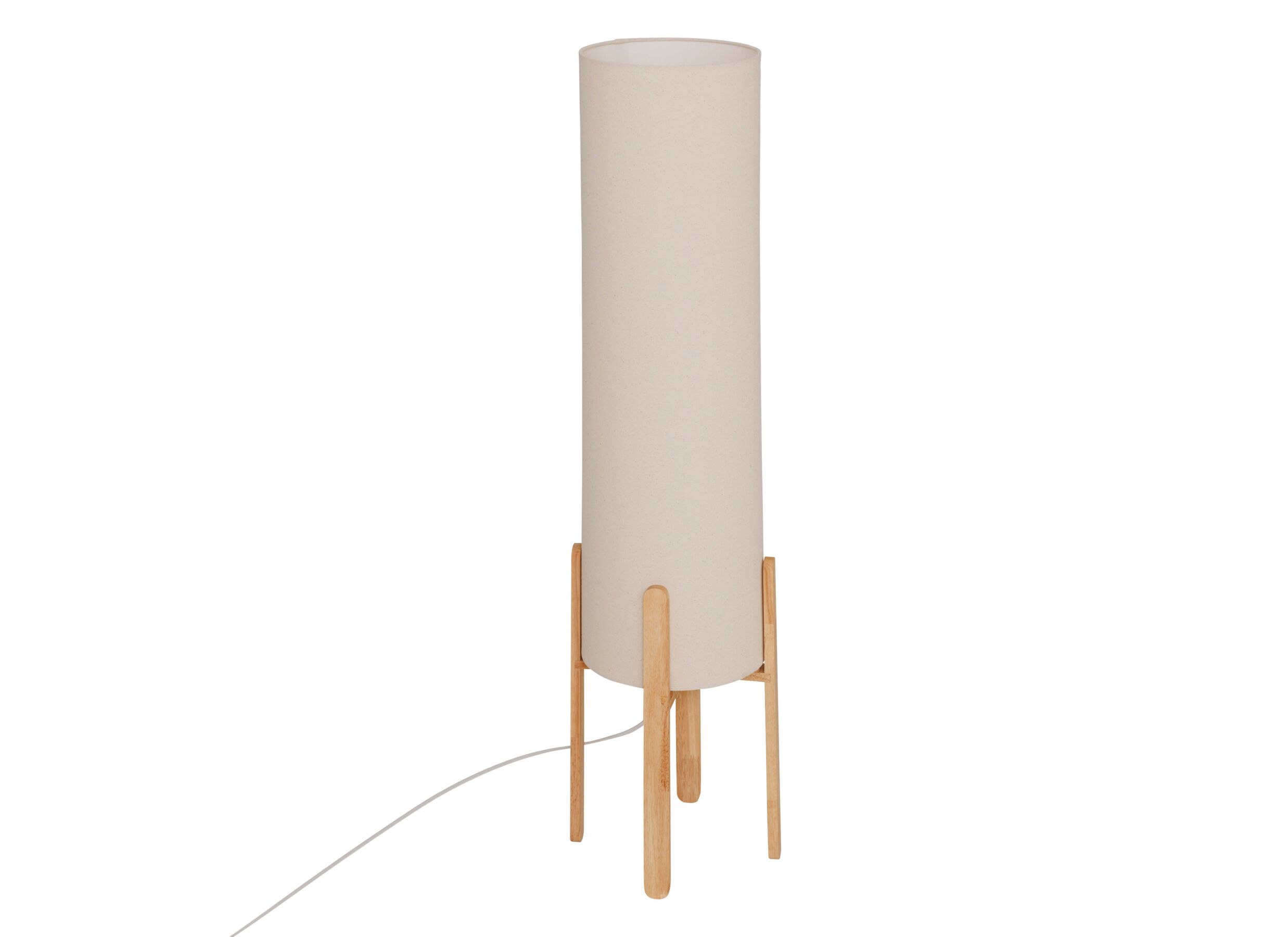 Plus Important - Lampadaire Rafa H107cm - PVC, acier & hévéa - beige et naturel