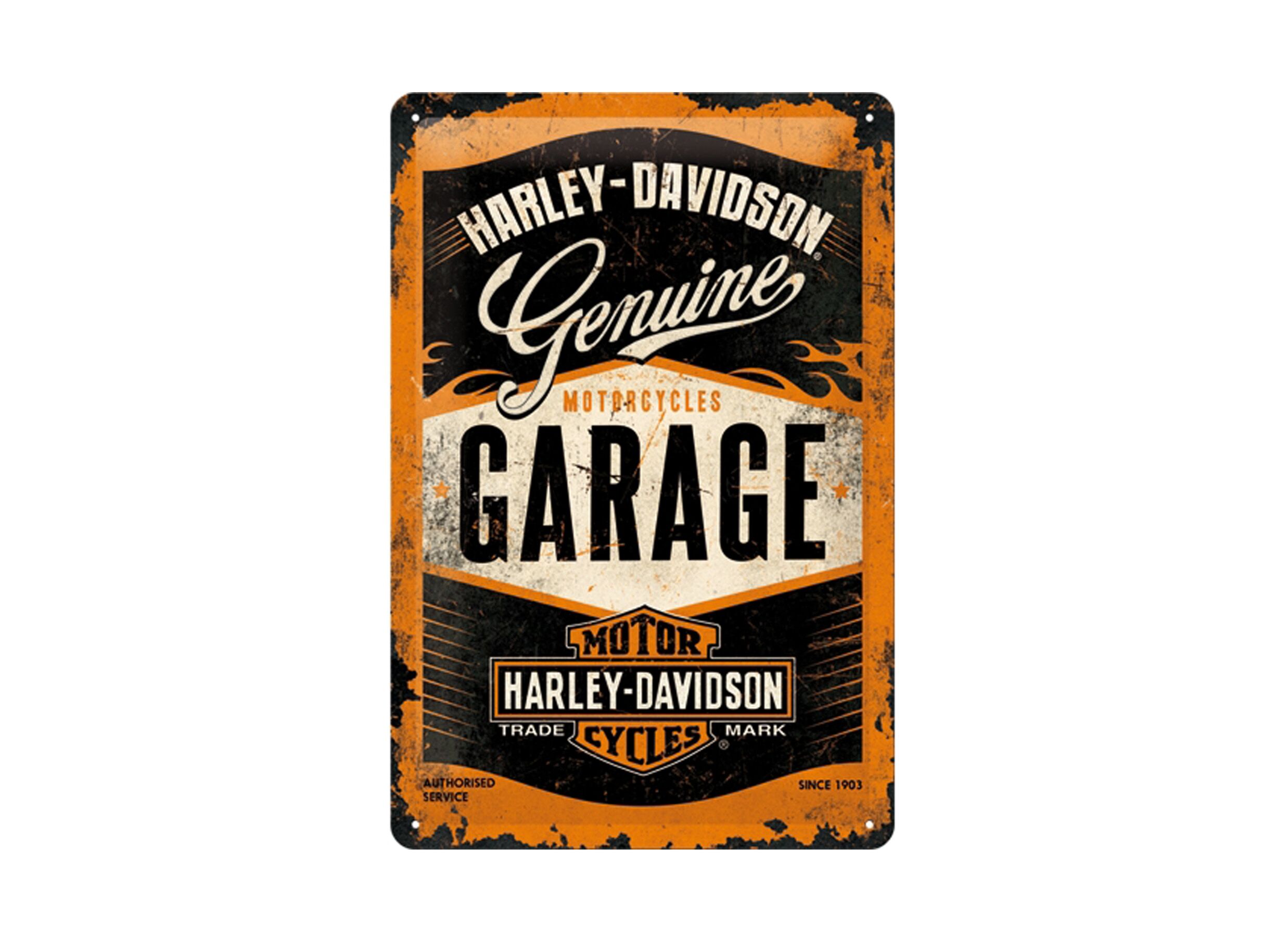 Plakkaat Harley Garage 20x30cm - metaal - meerkleurig - Plaque Harley Garage 20x30cm - métal - multicolore