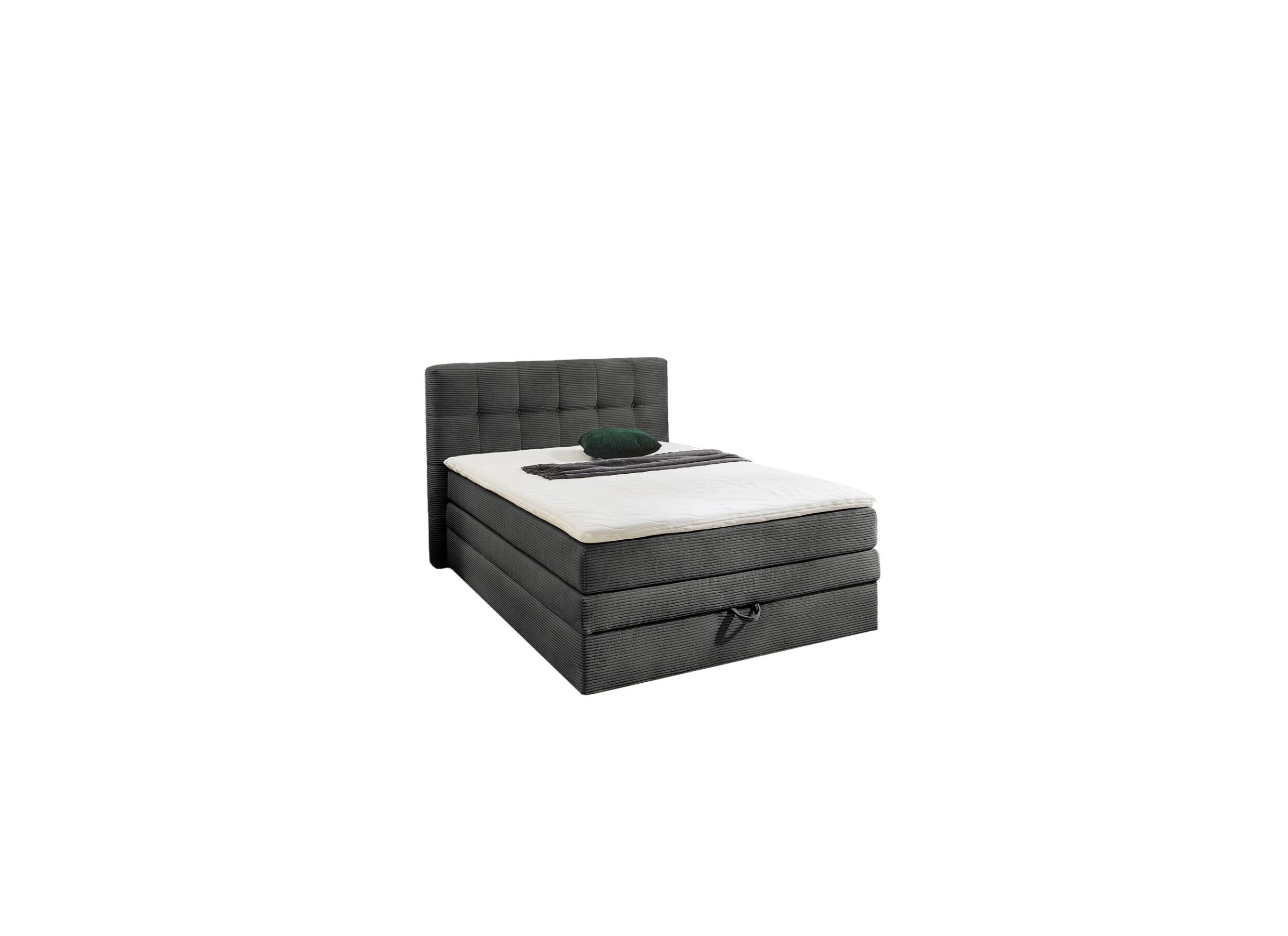 Boxspring Amy 140x200cm avec rangement tissu gris foncé - Boxspring Amy 140x200cm avec rangement tissu gris foncé