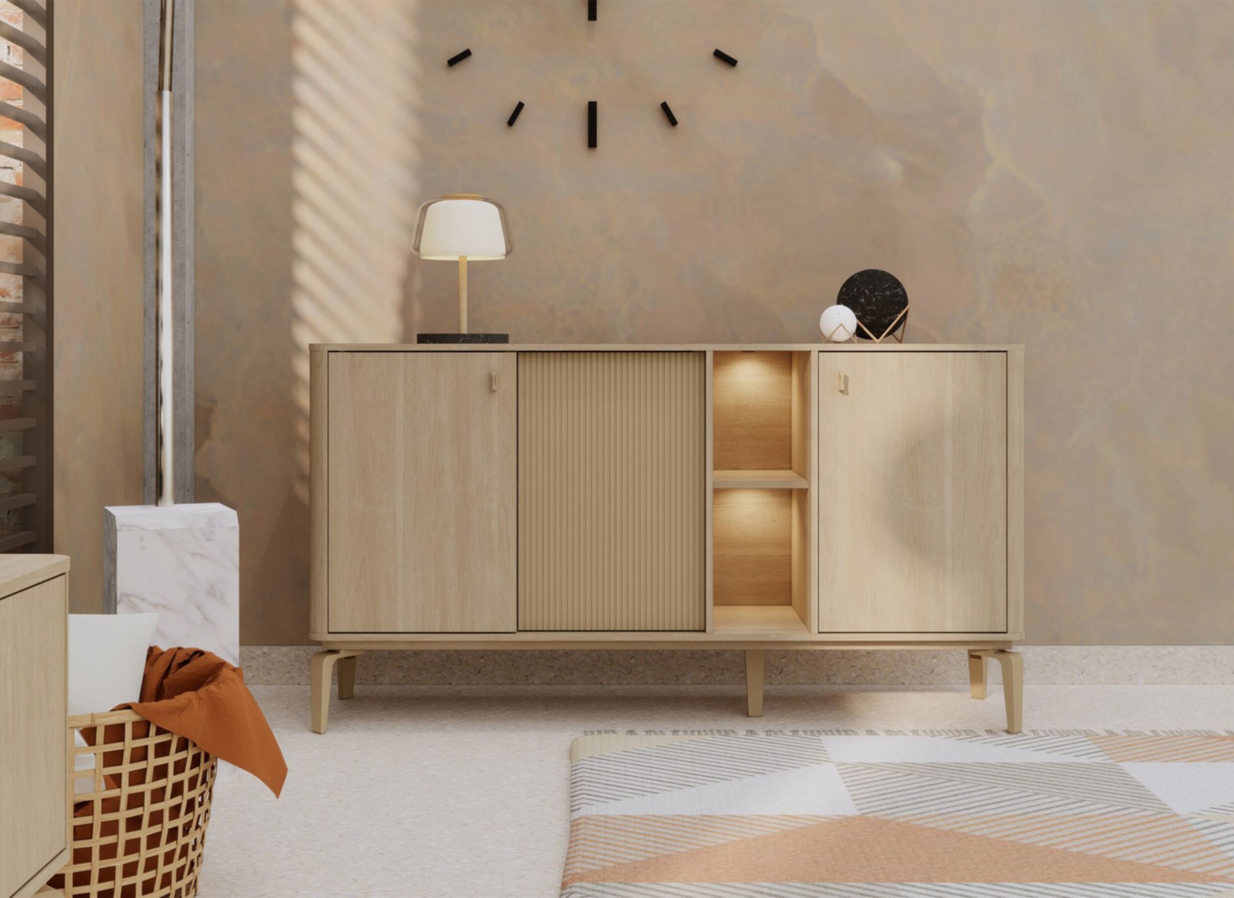 Foto ambiance - Buffet Ravello 167cm - décor - brushed sand oak nature