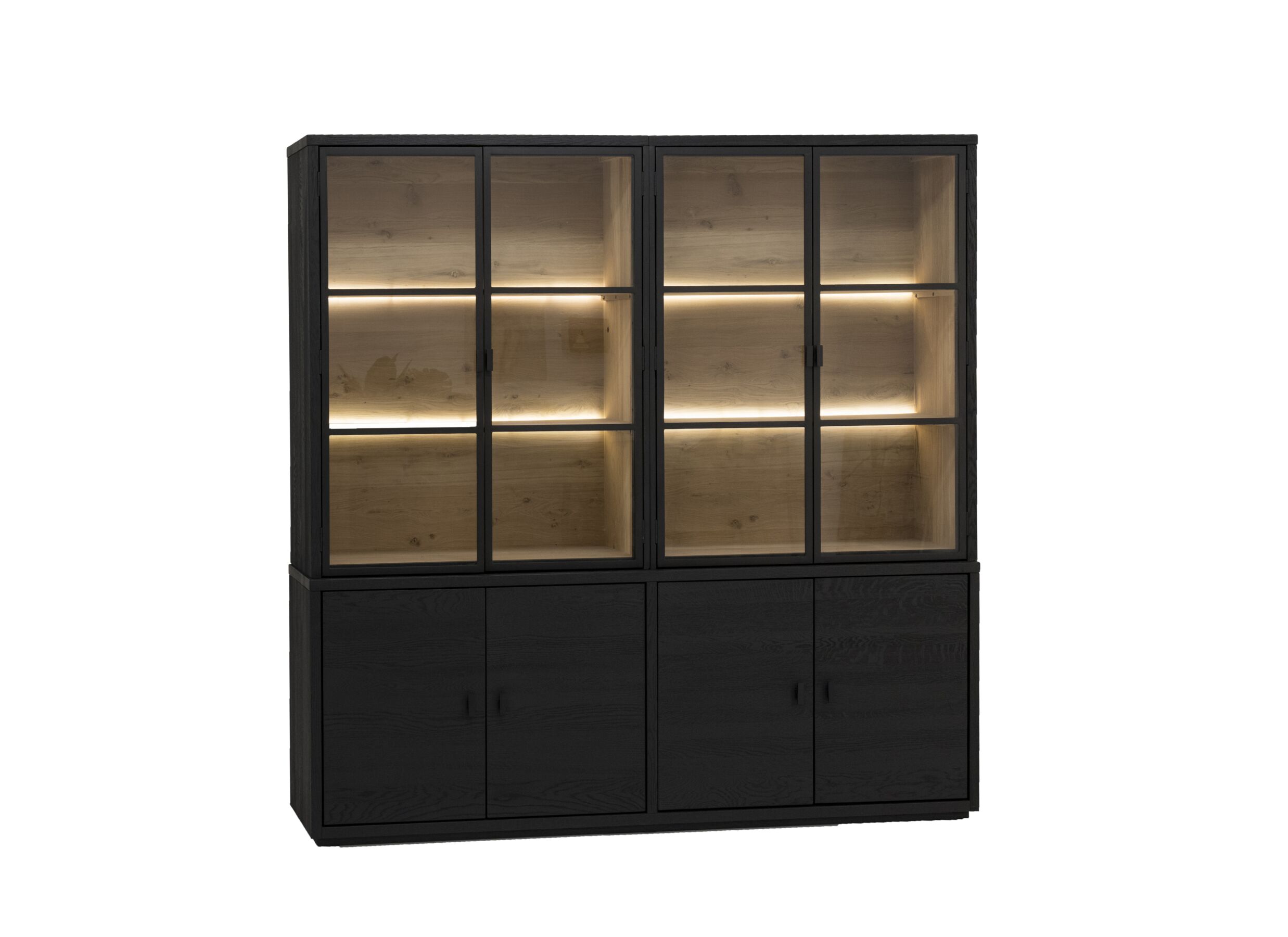 Vitrine Mauri 230cm - chêne massif - noir