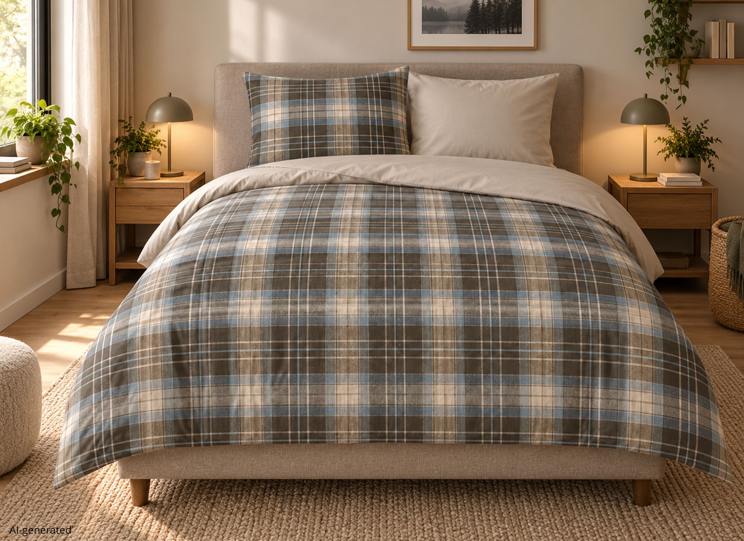 AI Generated - Housse de couette Cambridge 240x220cm - flanelle - marron