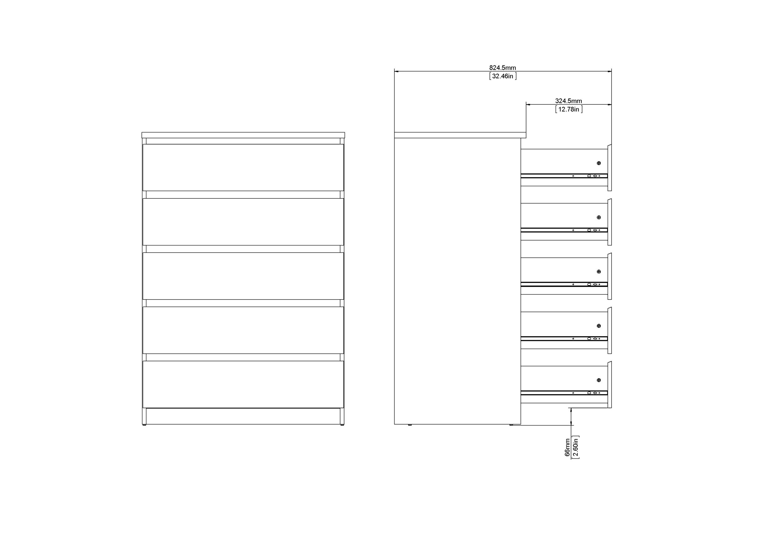 Commode Naia 77x50x112cm - mélamine - noir mat