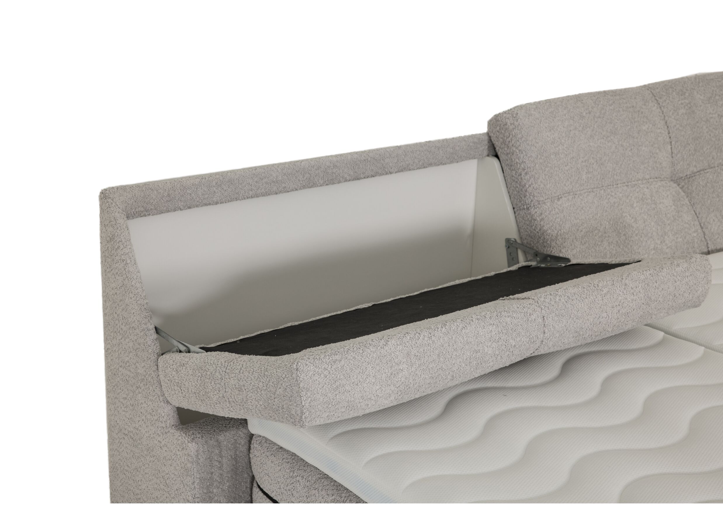 Detail - Boxspring Reynosa 180x200cm avec rangement/électrique tissu argent