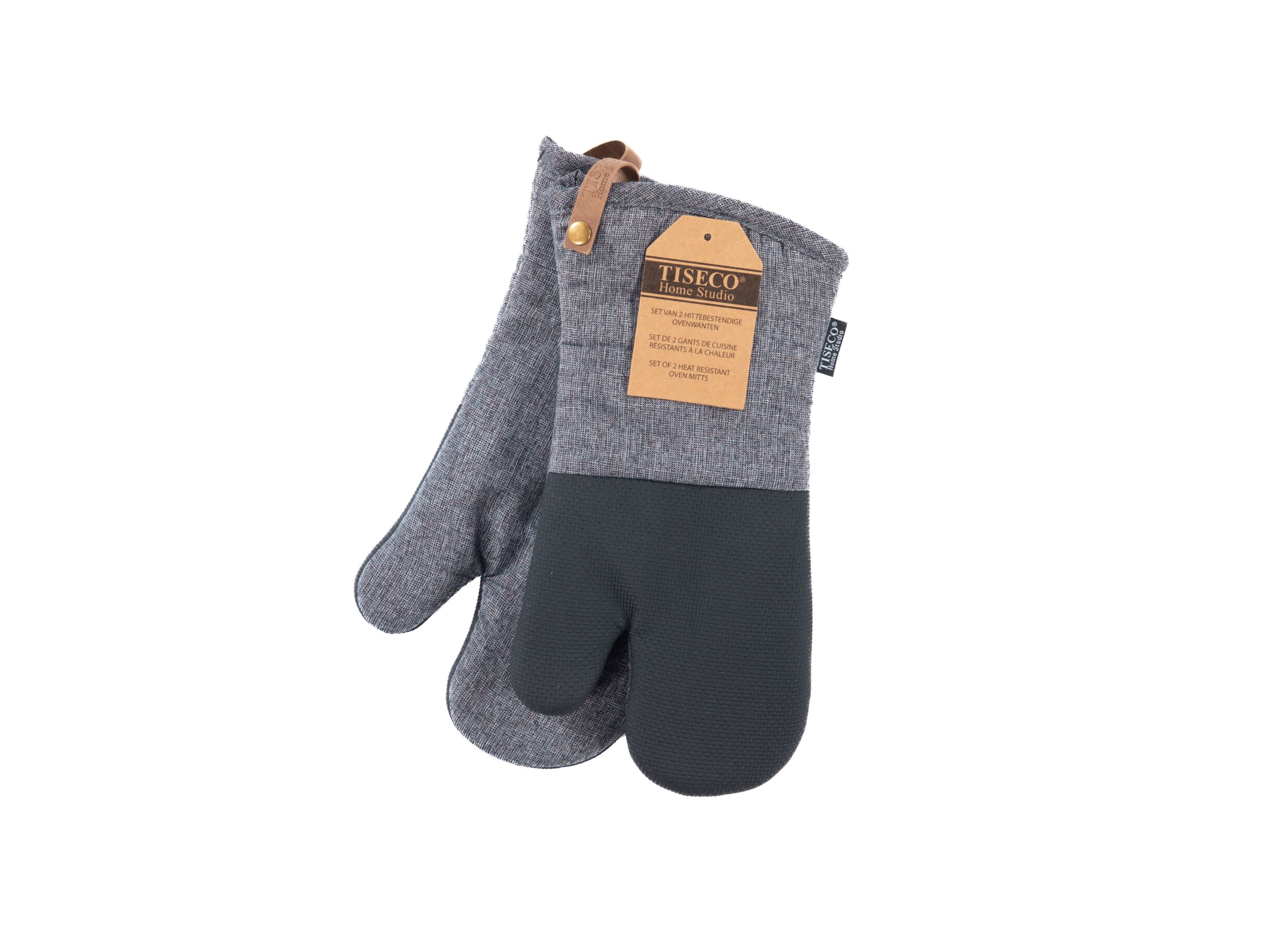 Plus Important - Gant isolant Hercules 17x33cm - polycoton - gris foncé lot de 2