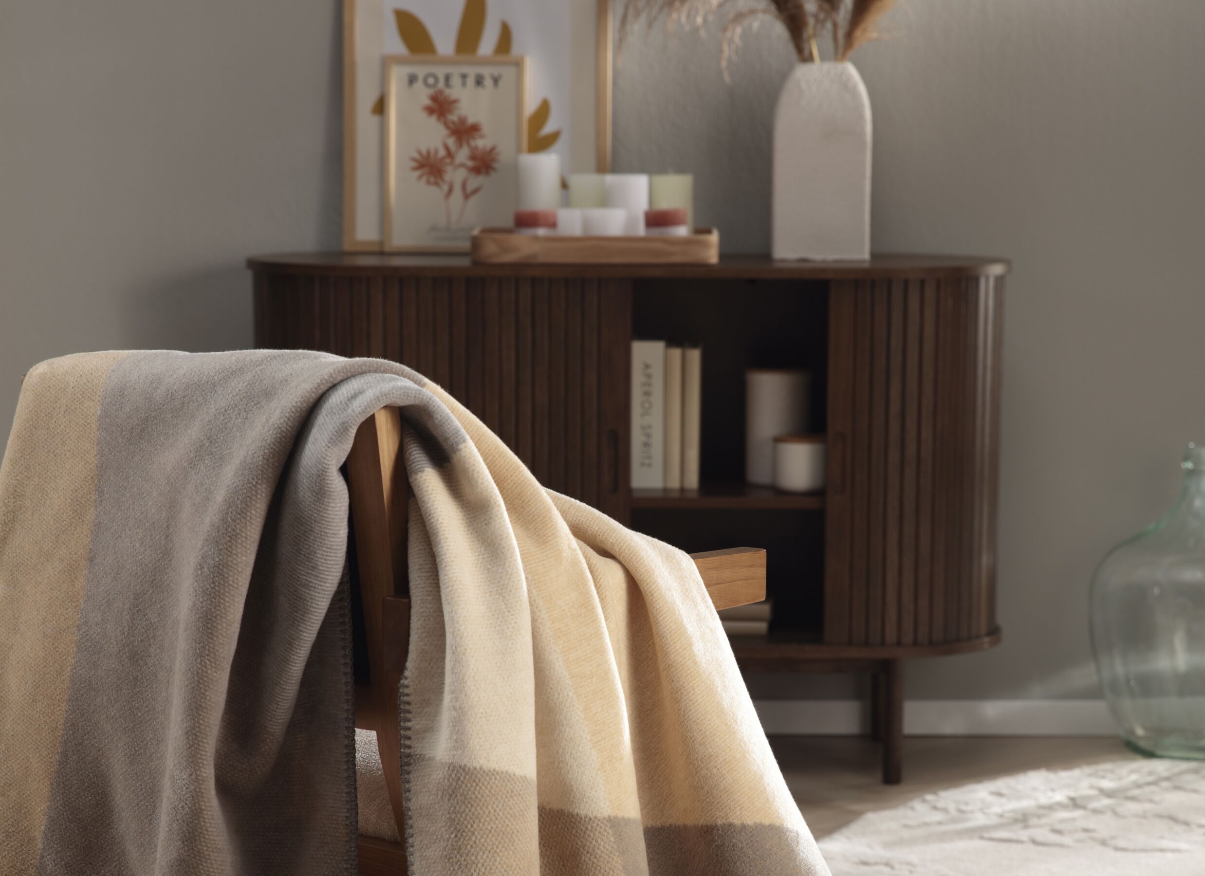 Foto ambiance - Plaid Lava Light 150x200cm - polyester & coton - beige