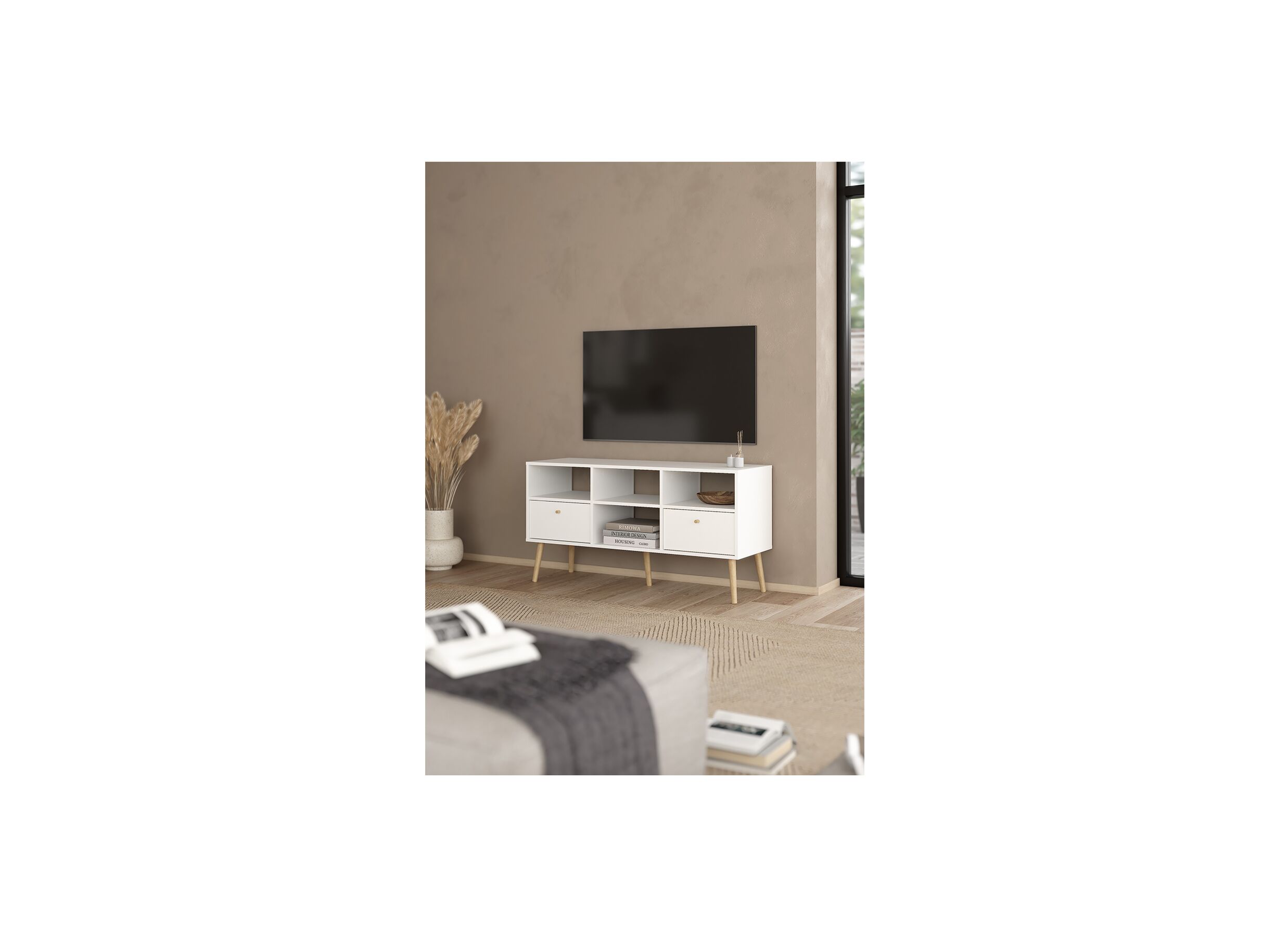 Tv-meubel Bodo 118cm - meubelplaat - wit