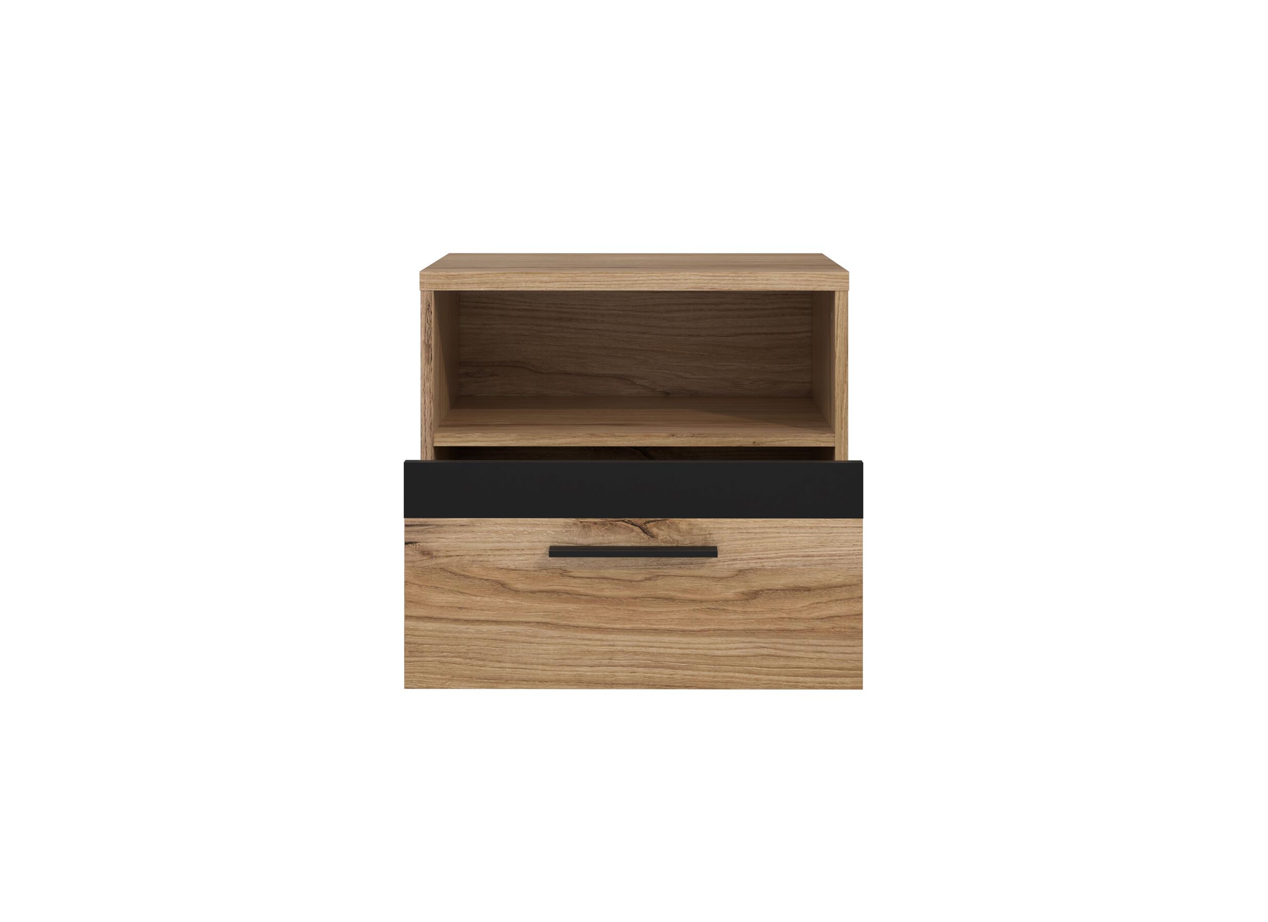 Disposition - Table de chevet Dalate 50,2x33,8x45,2cm - panneau décor - chêne châtaignier/noir mat