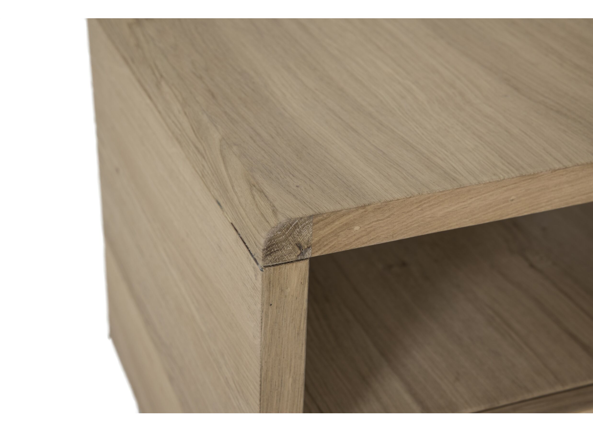 Table de chevet Notte 40x40x40cm - chêne massif & placage & décor - naturel