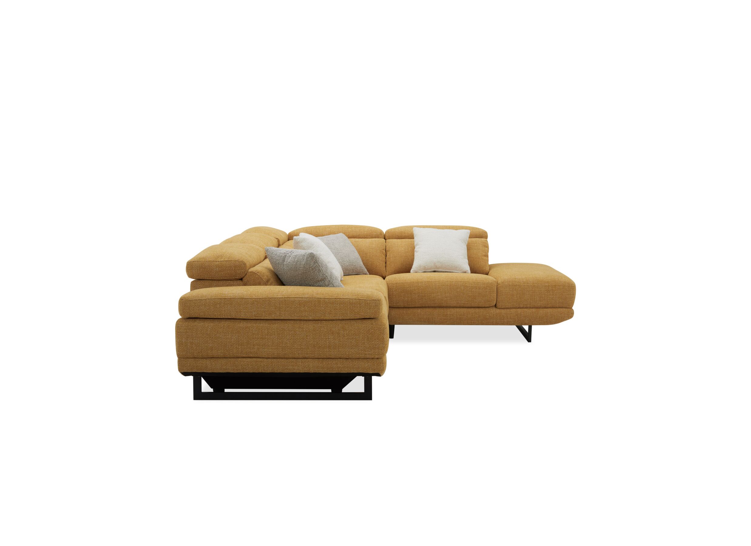 Aperçu - Canapé d'angle Exeter 299x240cm - tissu - chacha jaune avec relax
