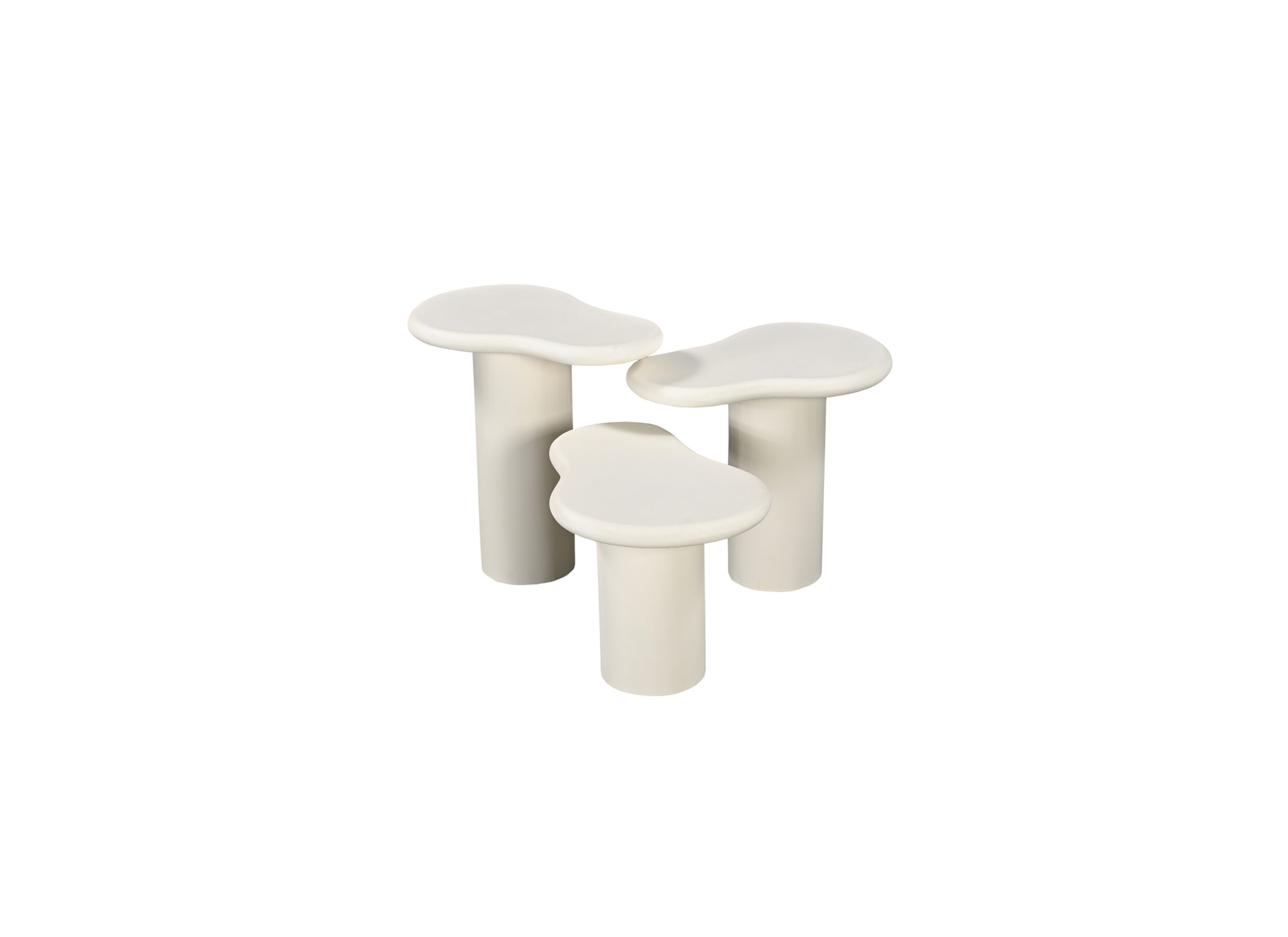 Bijzettafel Mushroom set van 3 - micro cement - beige - Table d'appoint Mushroom lot de 3 - micro ciment - beige
