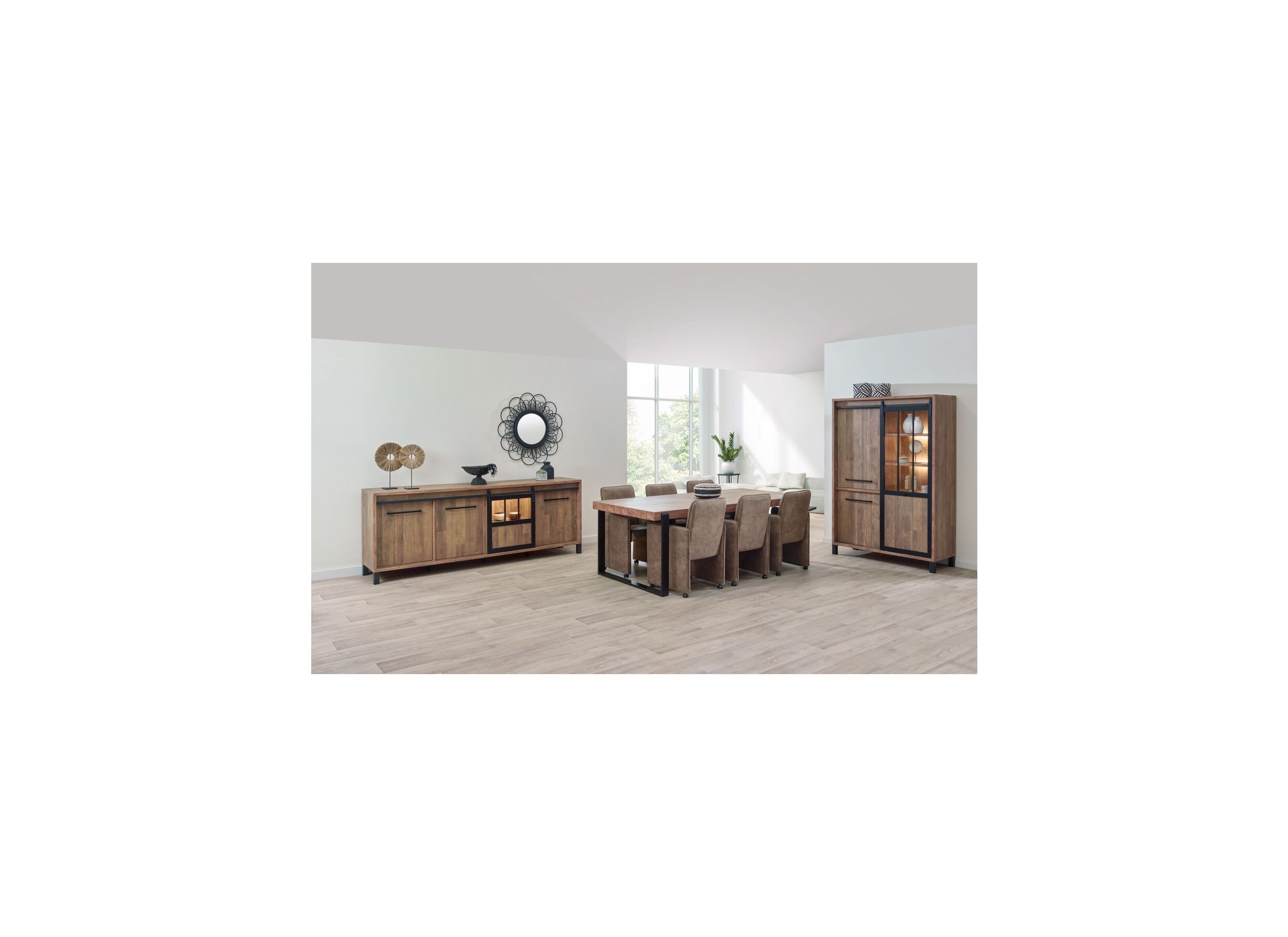 Setfoto - Barkast 122cm decor - old teak/matt black