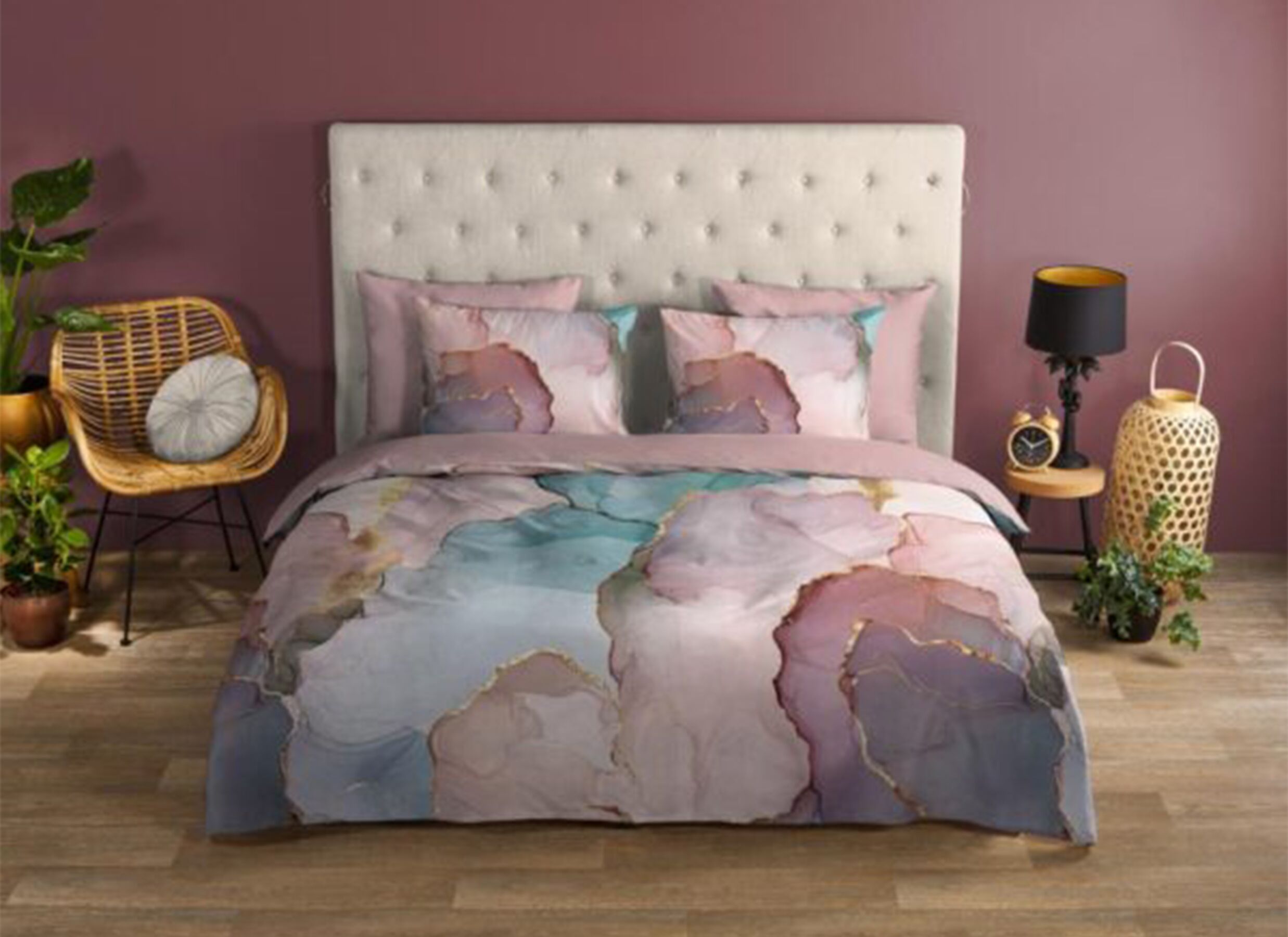 Foto ambiance - Housse de couette Marley 240x220cm - coton - rose