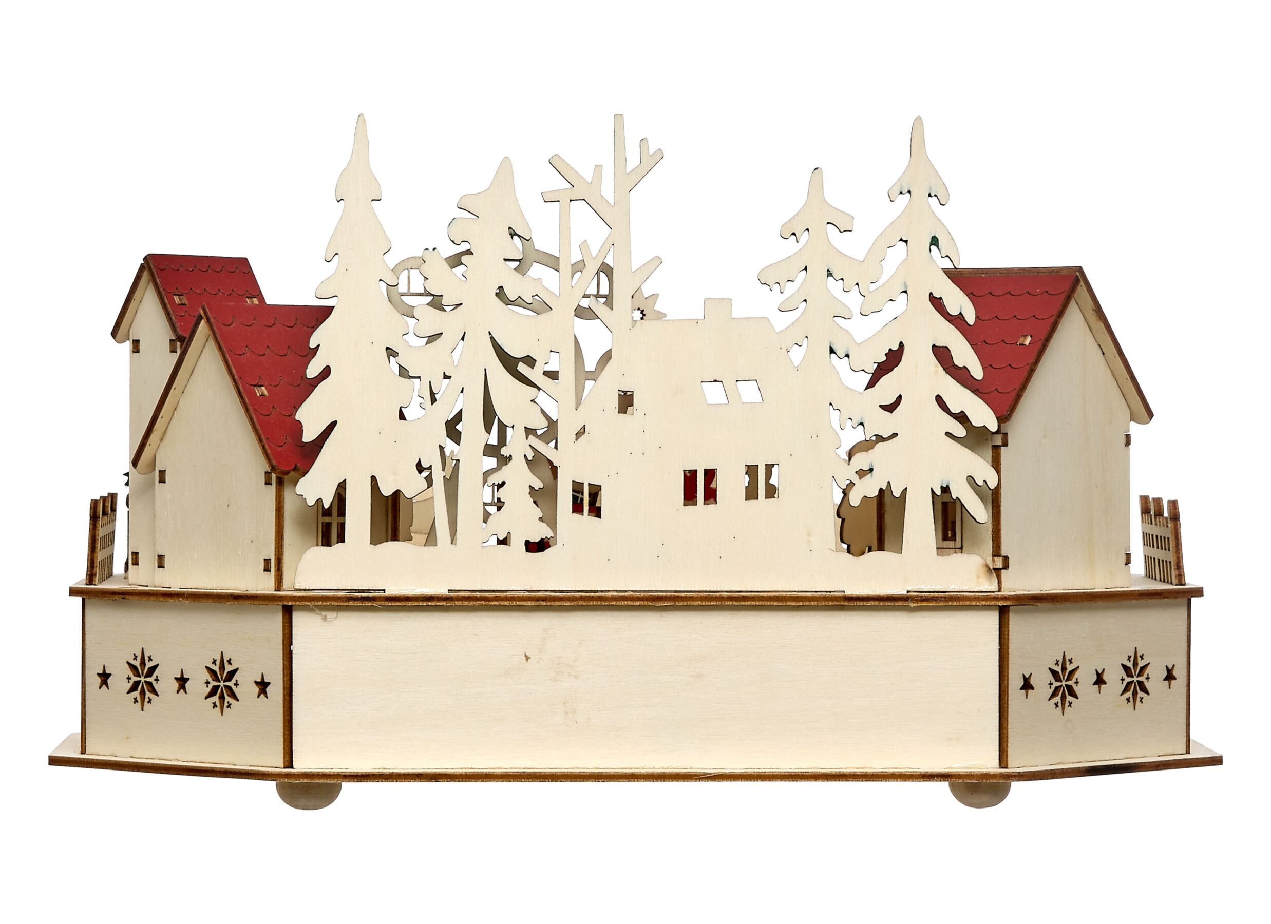 Overzichtsfoto - Kerstdecoratie Dorpsplein LED met muziek 29x23xH16,5cm - hout - multicolor