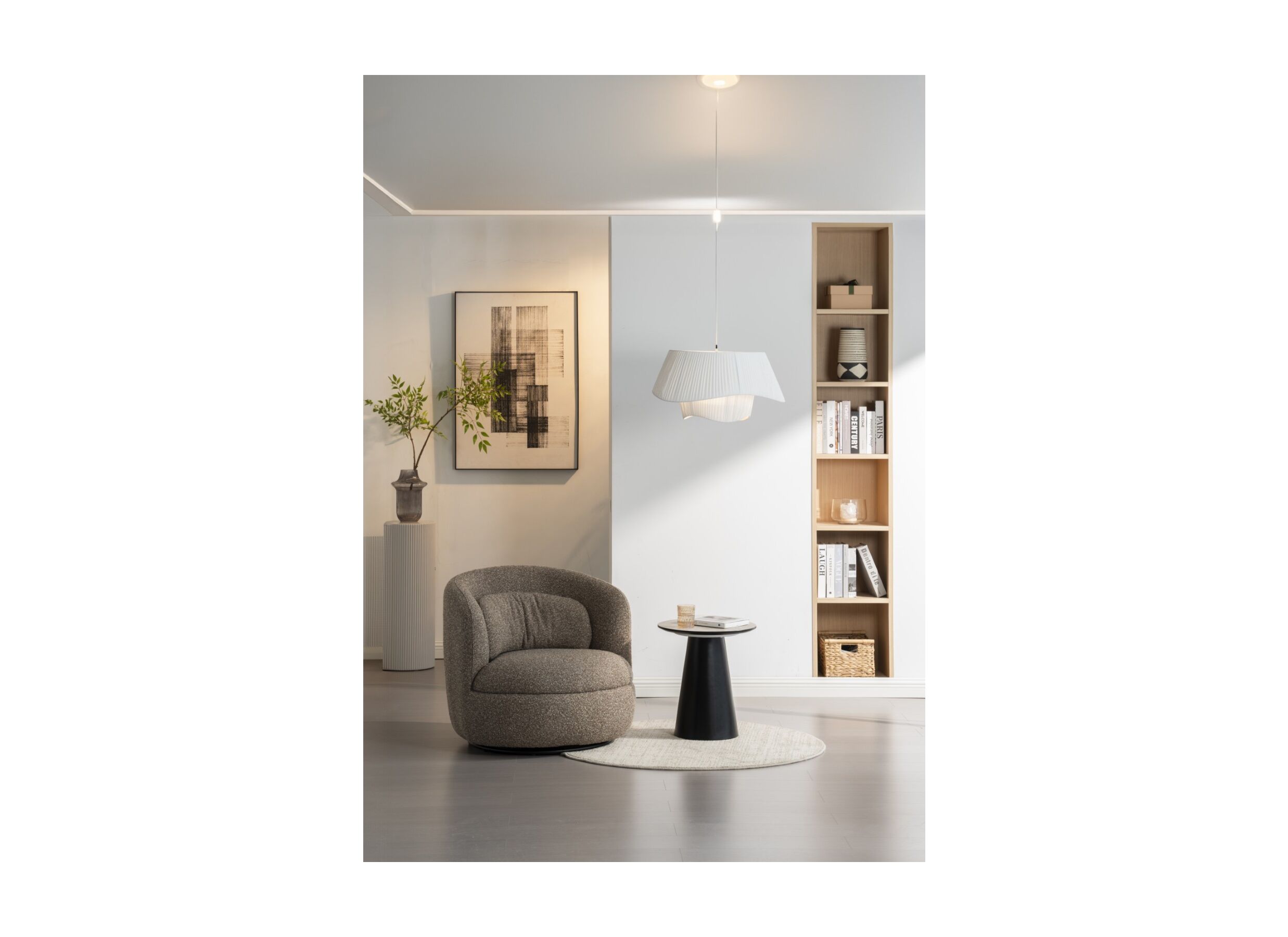 Sfeerfoto - Draaifauteuil Grace 75x83x84,5cm - polyestervezel - bruin