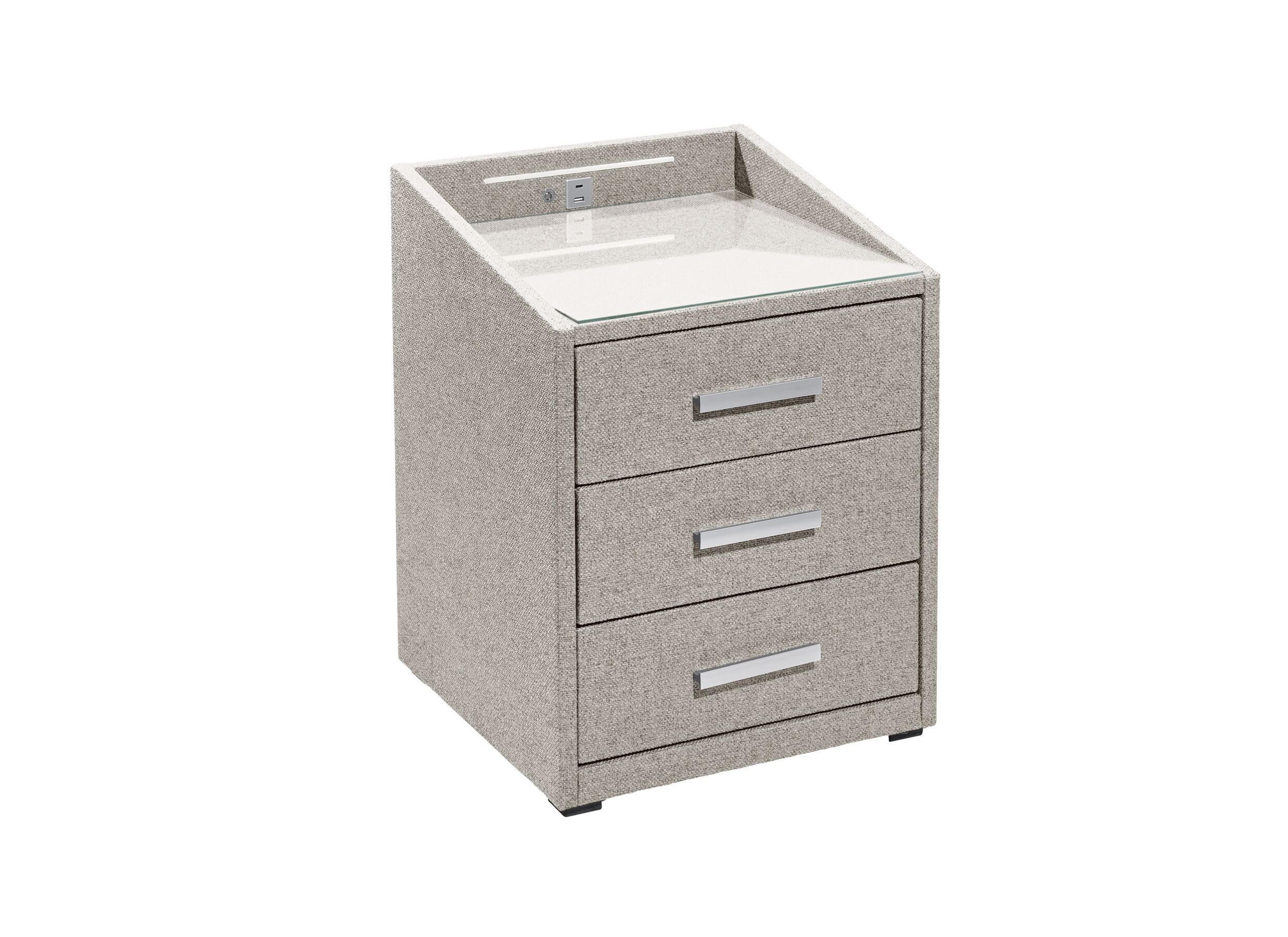 Nachtkastje Moon 48x47x62cm - stof - sand - Table de chevet Moon 48x47x62cm - tissu - sand