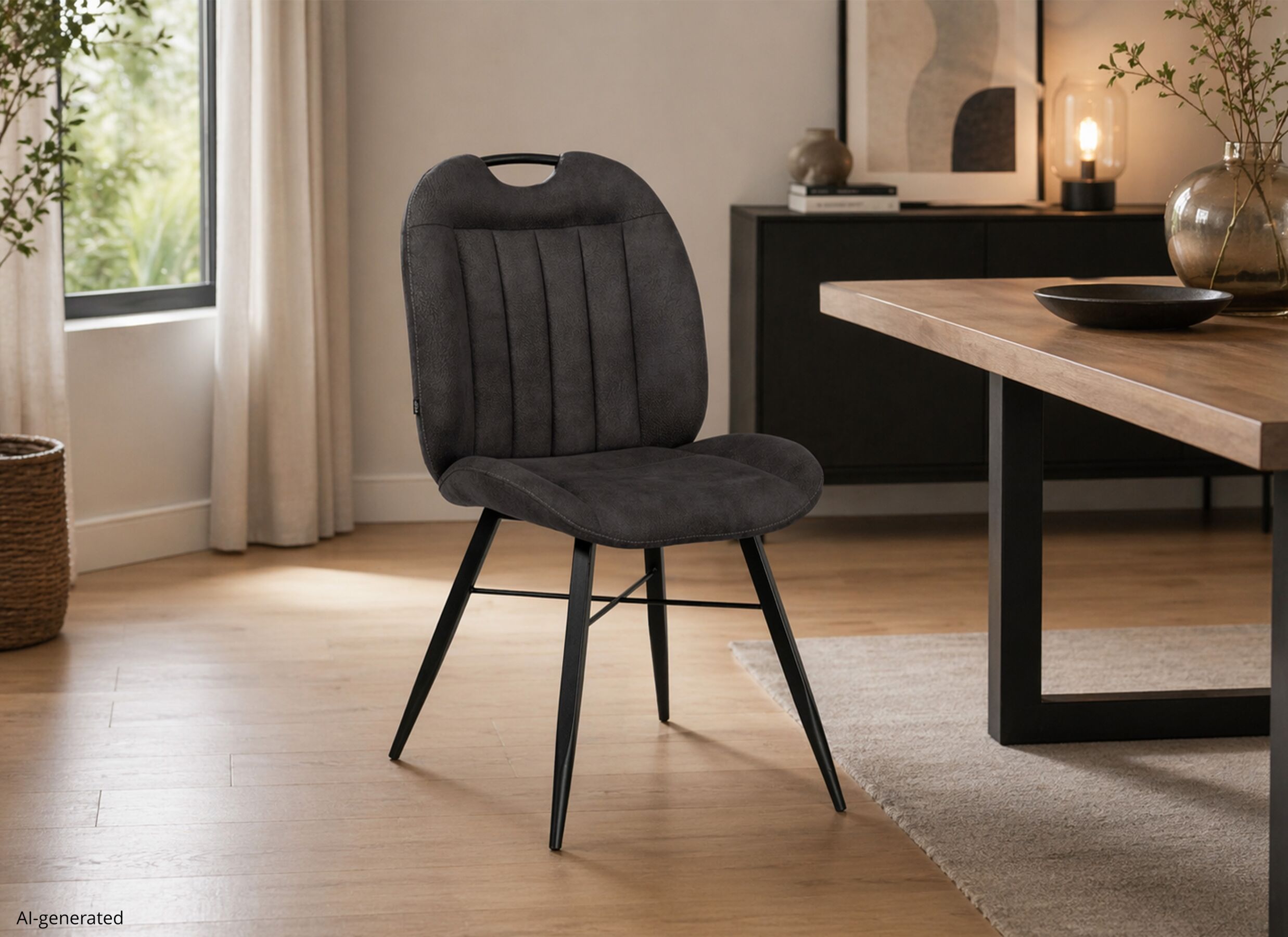 AI Generated - Chaise Nowie Zorro 52,5x62x92cm - tissu - anthracite