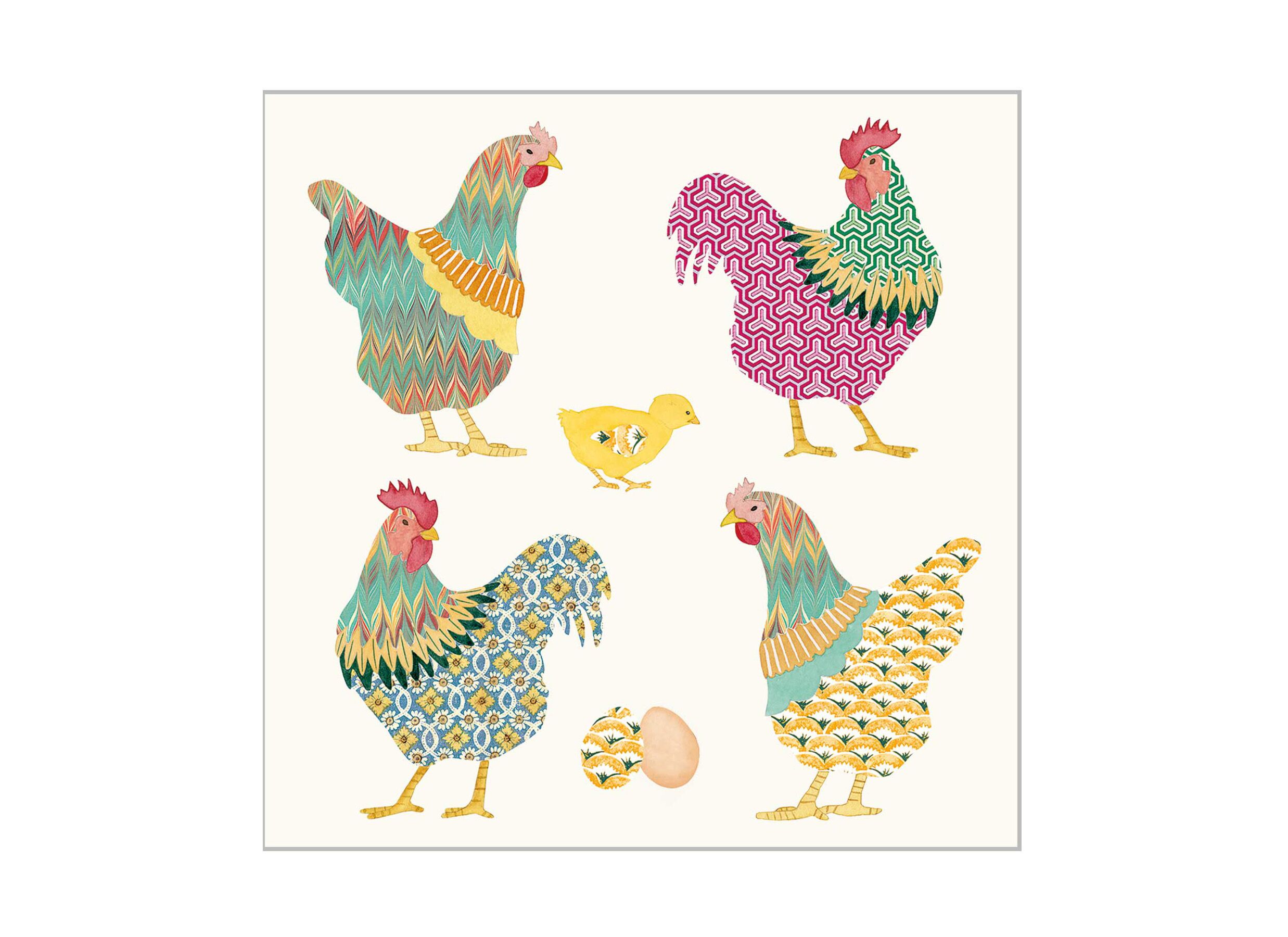 Plus Important - Serviette Galli E Galline 25x25cm - papier - multicolore 20 pièces