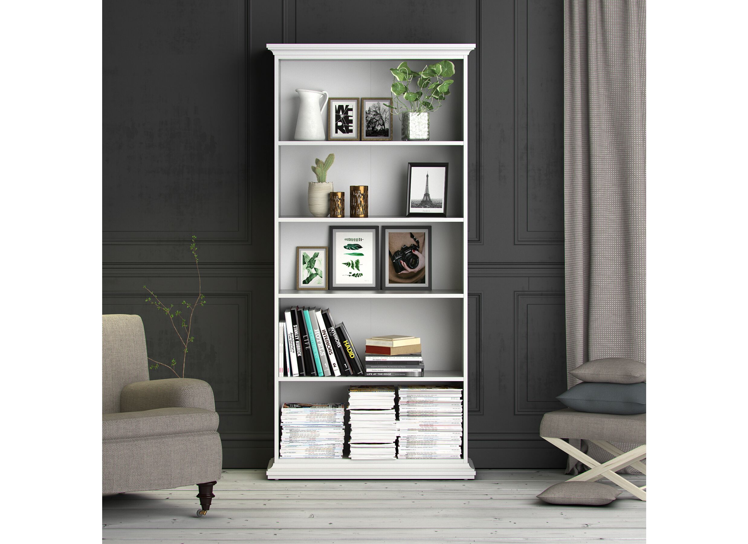 Étagère Paris 96x37x201cm - décor - blanc