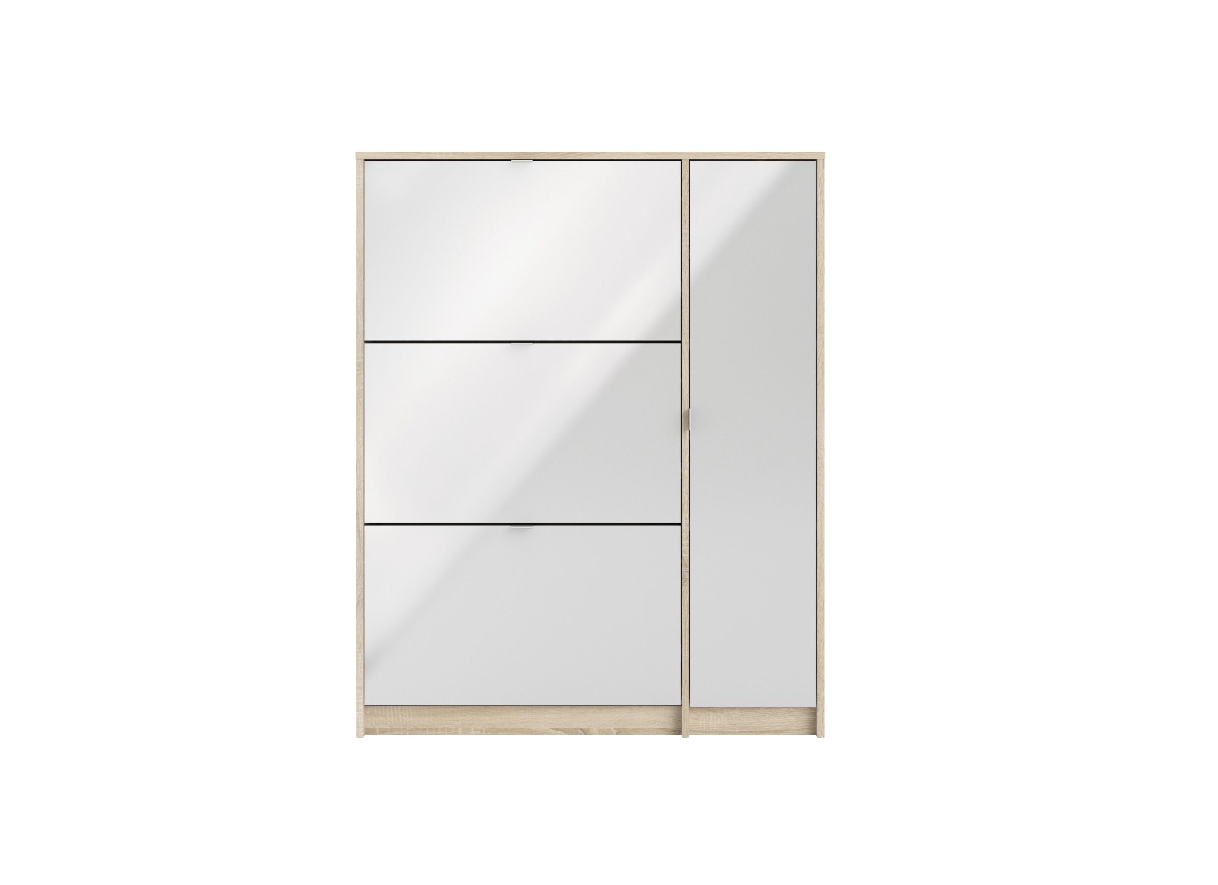 Armoire à chaussures Bright 102x24x125cm - décor - chêne & blanc laqué